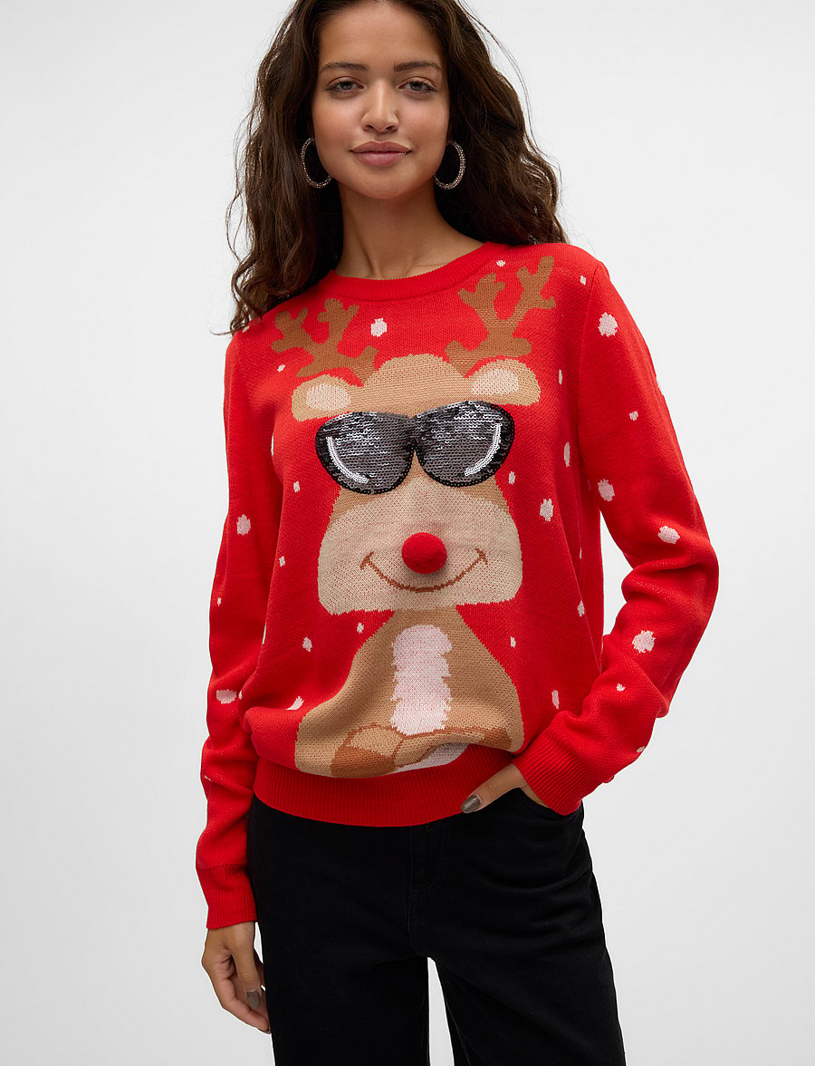 Vero Moda - VMNEWTINSEL LS O-NECK BLOUSE XMAS - chinese red - 5