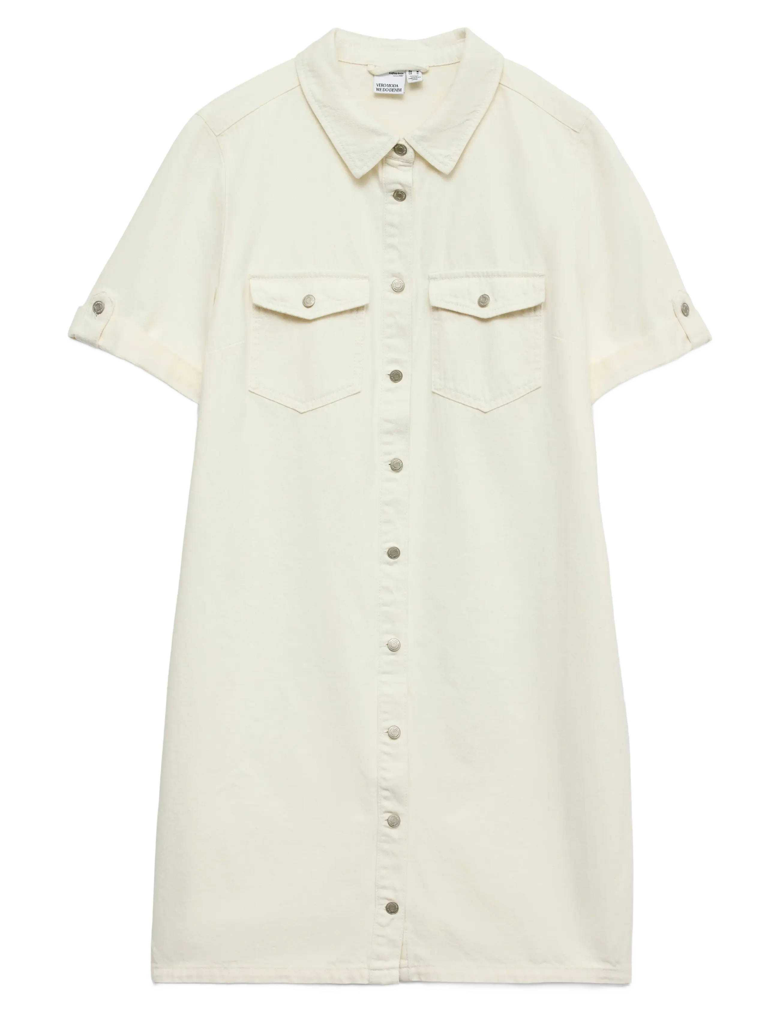 Vero Moda VMJENNIE SS SHORT DENIM DRESS GA NOOS - Kleidid - CLOUD DANCER / white