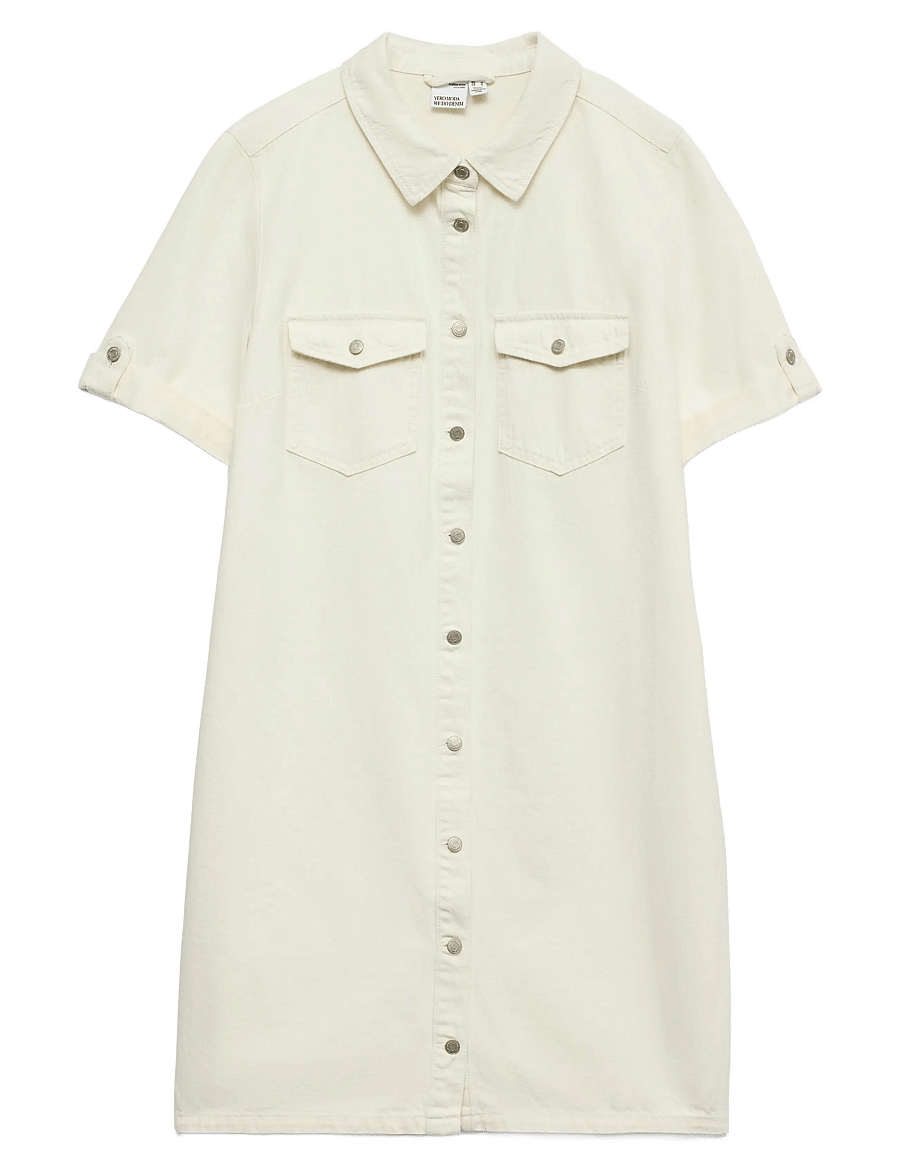 Vero Moda - VMJENNIE SS SHORT DENIM DRESS GA NOOS - robes chemises - cloud dancer - 1