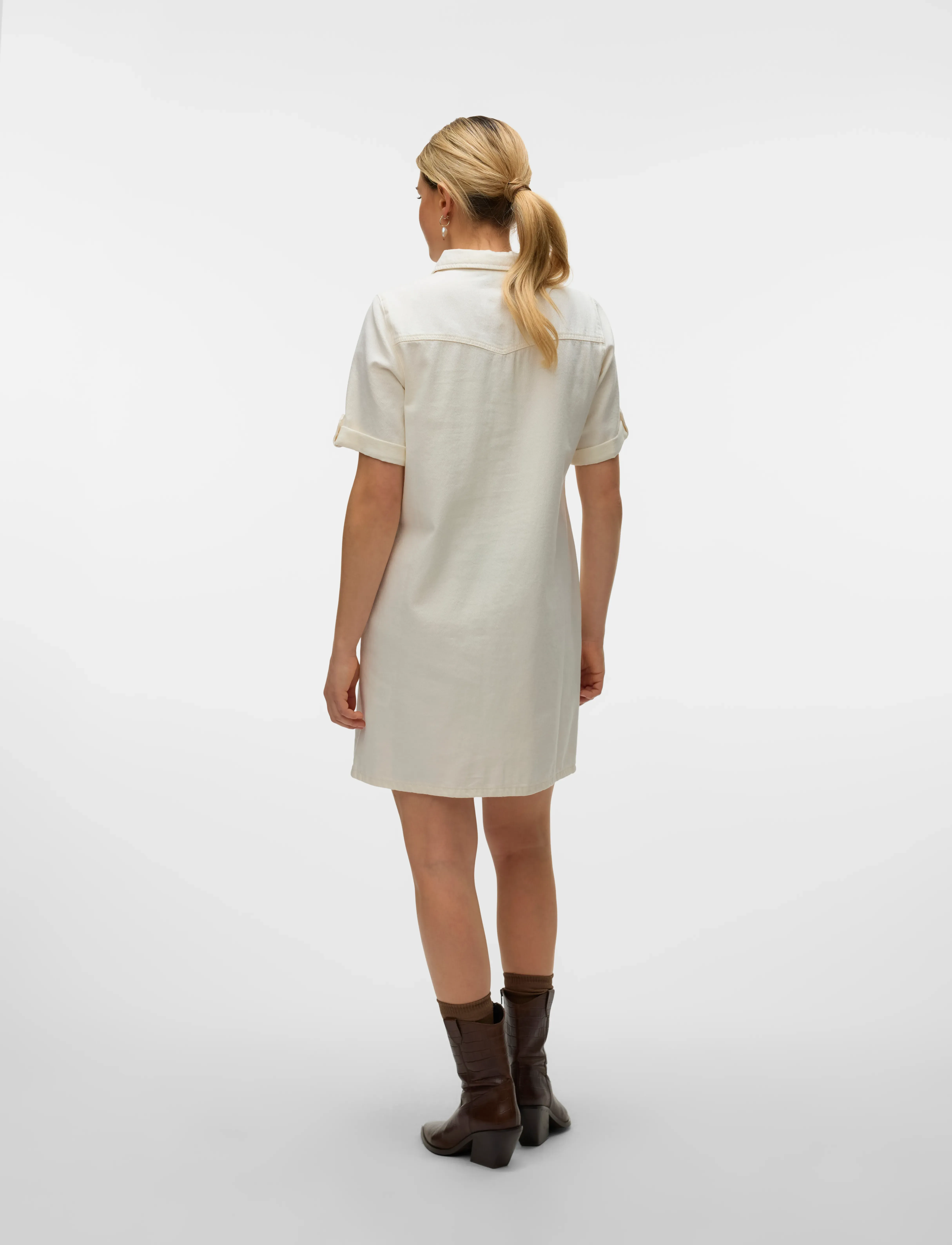 Vero Moda - VMJENNIE SS SHORT DENIM DRESS GA NOOS - skjortekjoler - cloud dancer - 3