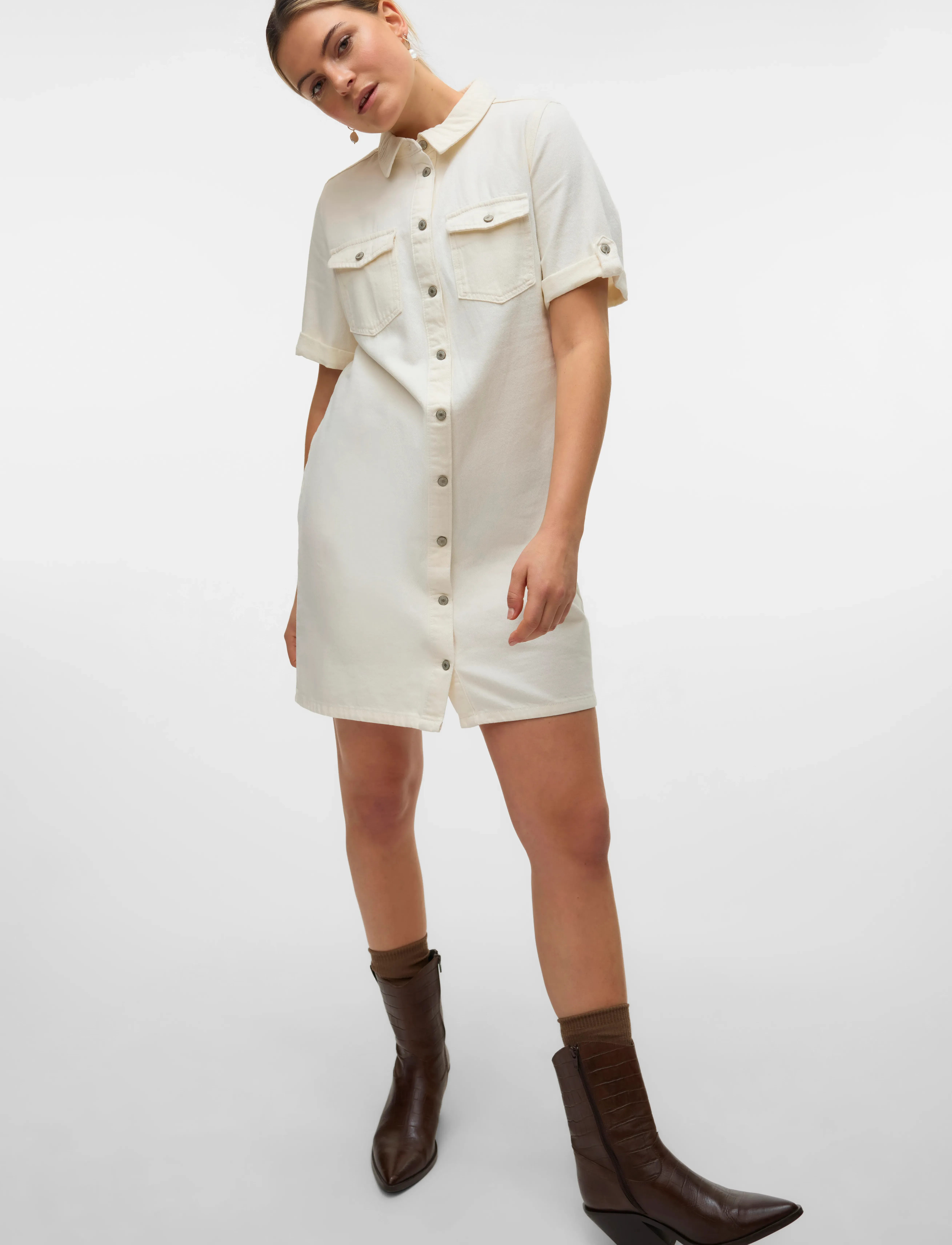 VERO MODA Vmjennie Ss Short Denim Dress Ga Noos skjortklänningar dam – bild 5