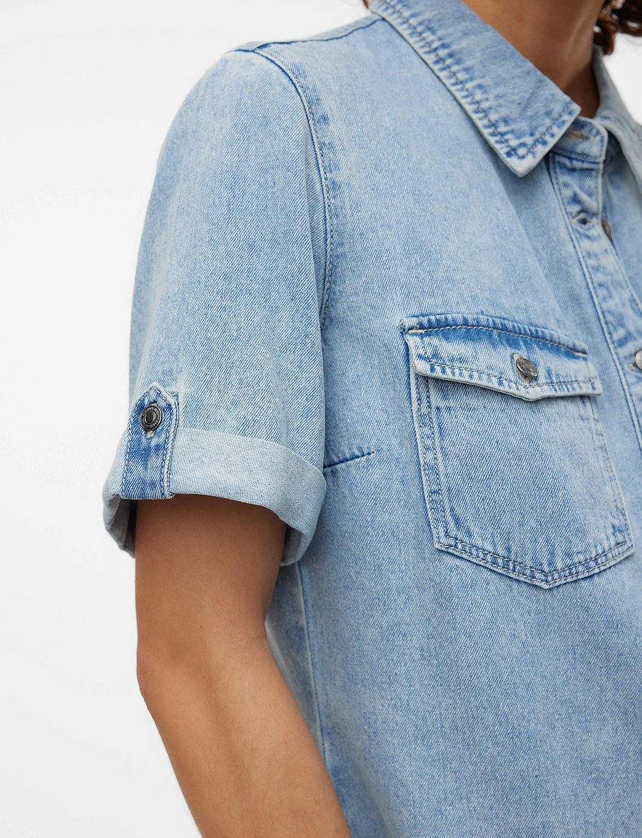 Vero Moda - VMJENNIE SS SHORT DENIM DRESS GA NOOS - robes chemises - light blue denim - 5
