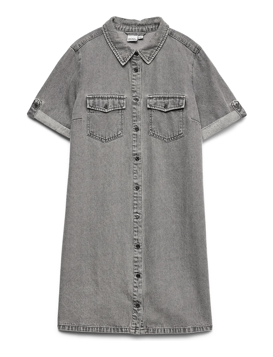 Vero Moda - VMJENNIE SS SHORT DENIM DRESS GA NOOS - marškinių tipo suknelės - medium grey denim - 1