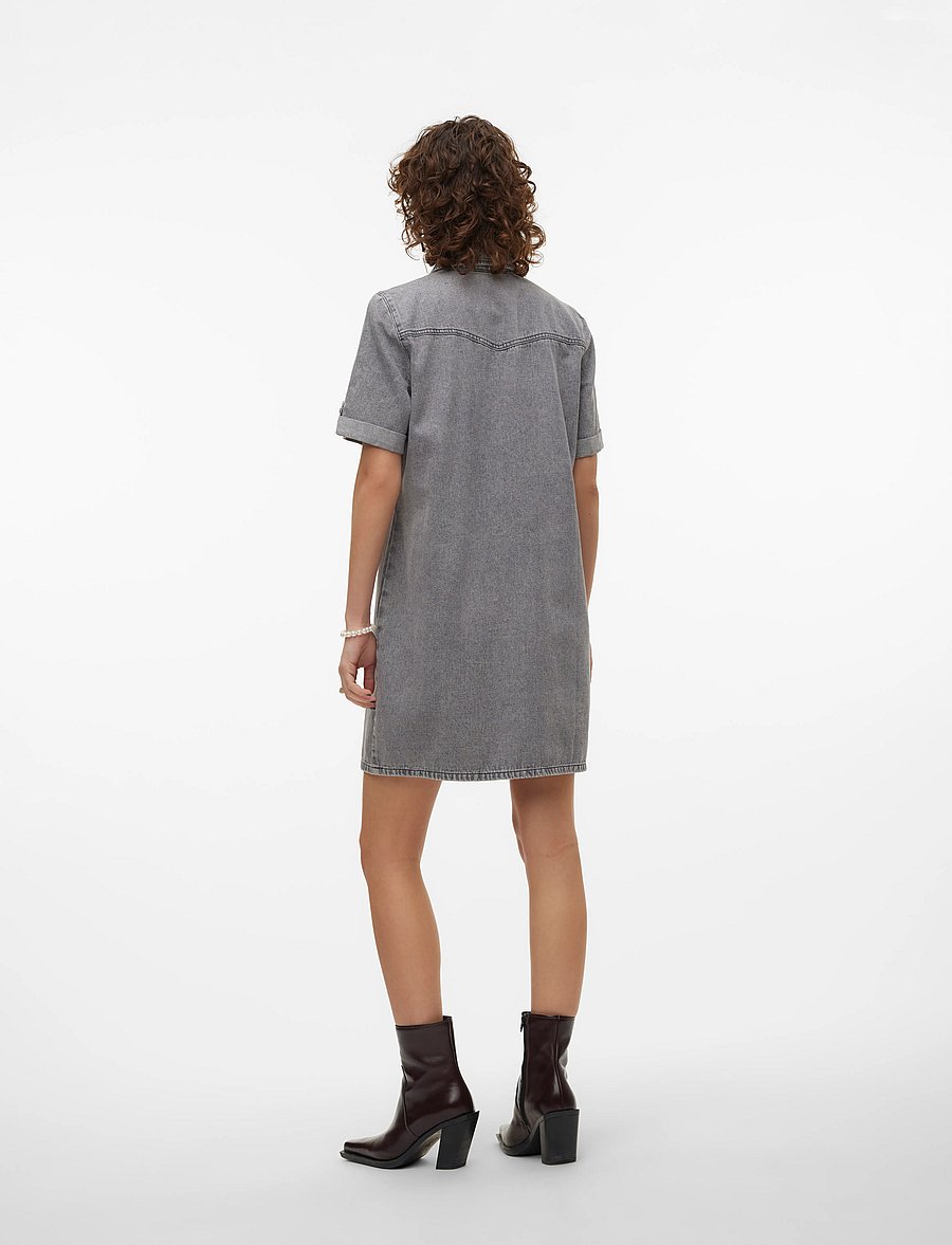 Vero Moda - VMJENNIE SS SHORT DENIM DRESS GA NOOS - marškinių tipo suknelės - medium grey denim - 3
