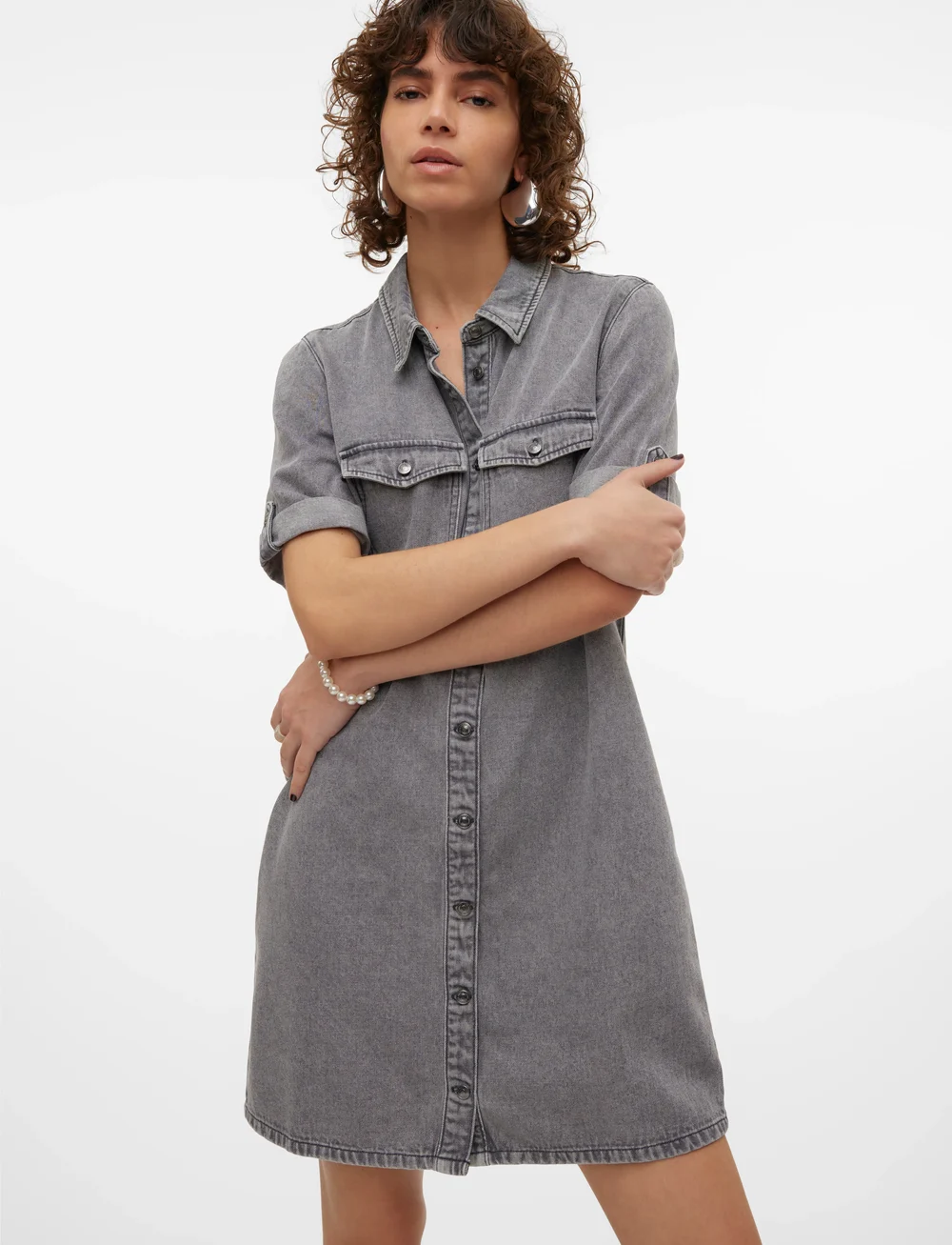 Vero Moda - VMJENNIE SS SHORT DENIM DRESS GA NOOS - hemdkleider - medium grey denim - 3