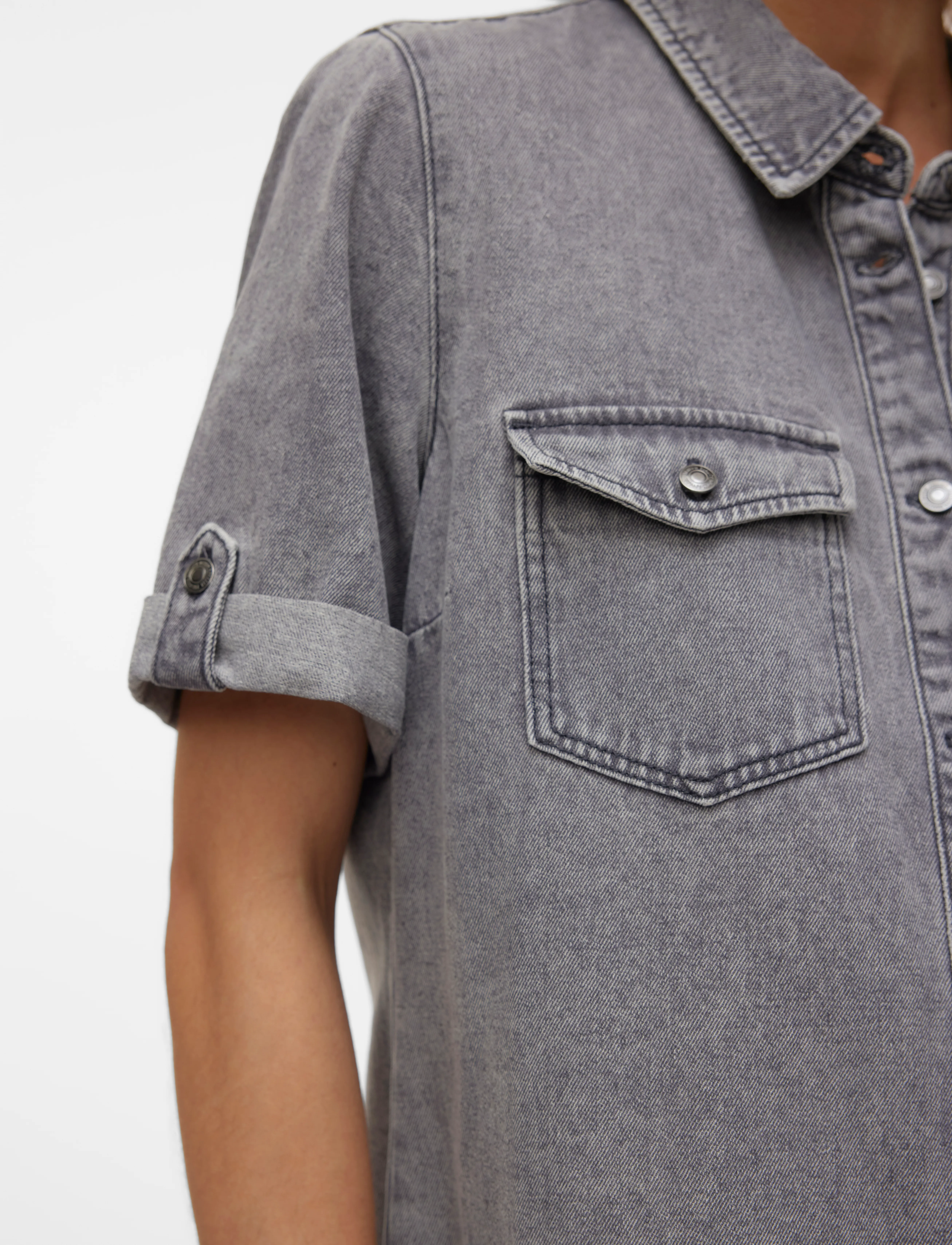 Vero Moda - VMJENNIE SS SHORT DENIM DRESS GA NOOS - skjortekjoler - medium grey denim - 5