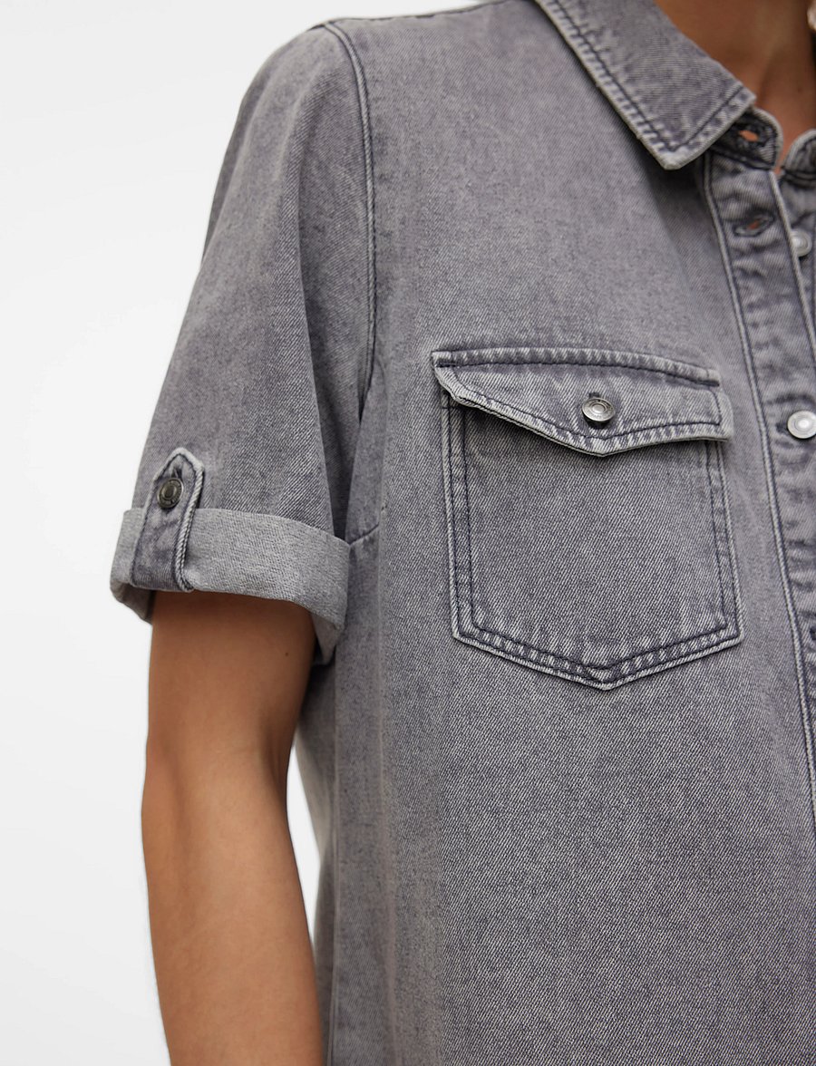 Vero Moda - VMJENNIE SS SHORT DENIM DRESS GA NOOS - marškinių tipo suknelės - medium grey denim - 5