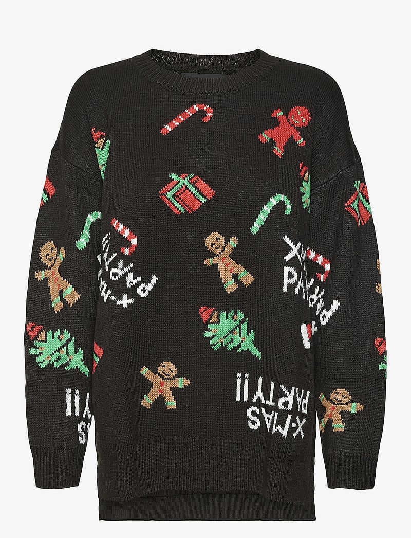 Vero Moda - VMXMASPARTY LS H/L O-NECK PULL. XMAS EXC - jõulukampsunid - black - 1