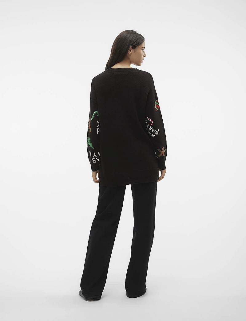 Vero Moda - VMXMASPARTY LS H/L O-NECK PULL. XMAS EXC - jõulukampsunid - black - 2