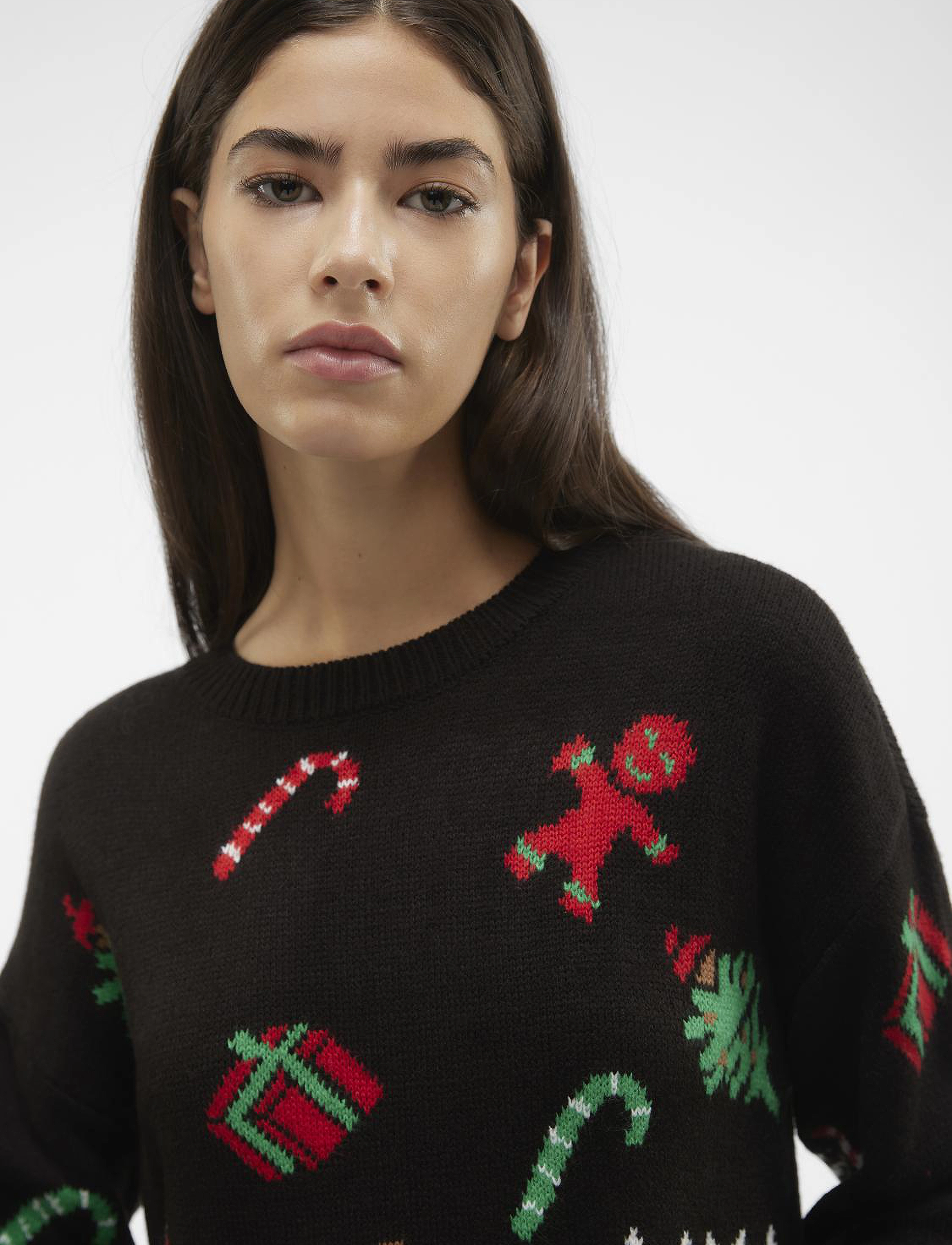 Vero Moda - VMXMASPARTY LS H/L O-NECK PULL. XMAS EXC - laveste priser - black - 5