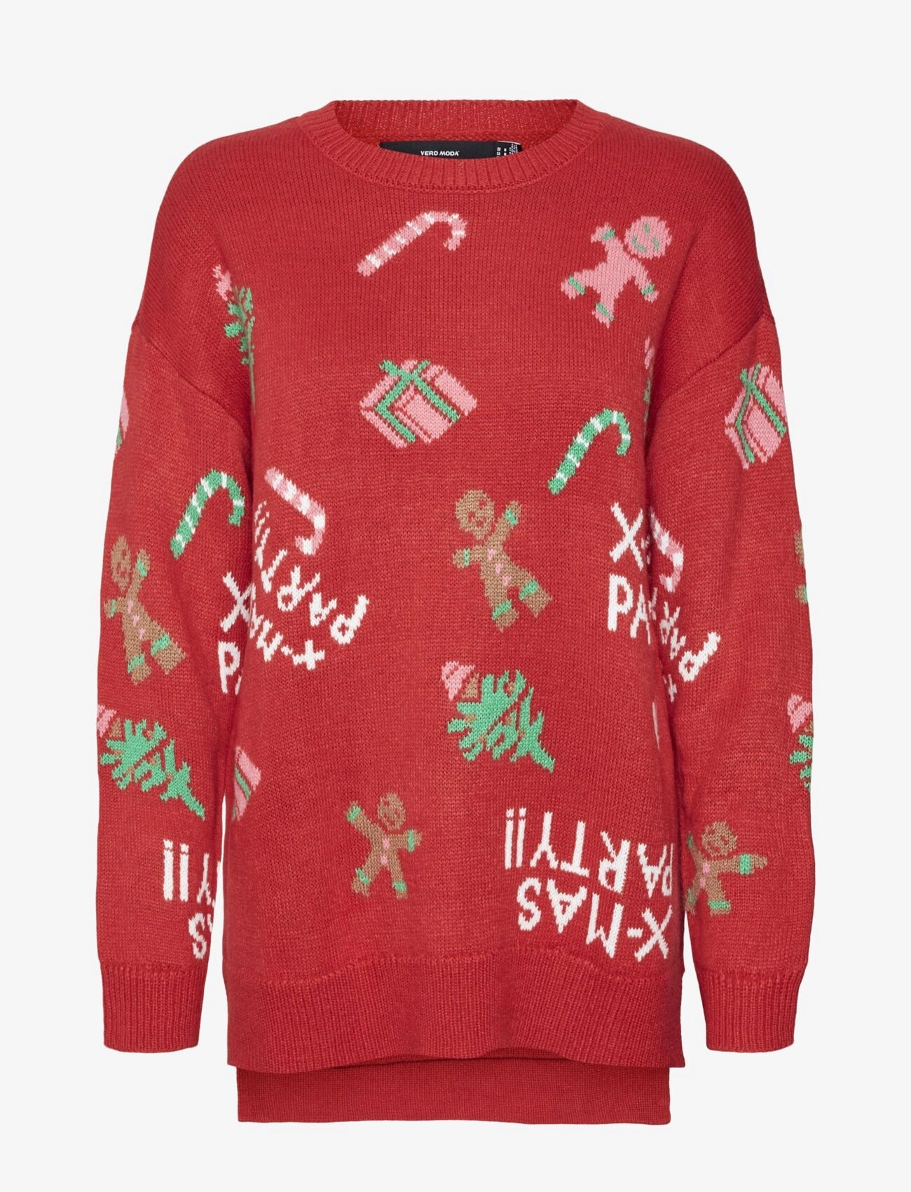 Vero Moda VMXMASPARTY LS H/L O-NECK PULL. XMAS EXC - Strickmode - CHINESE RED / red