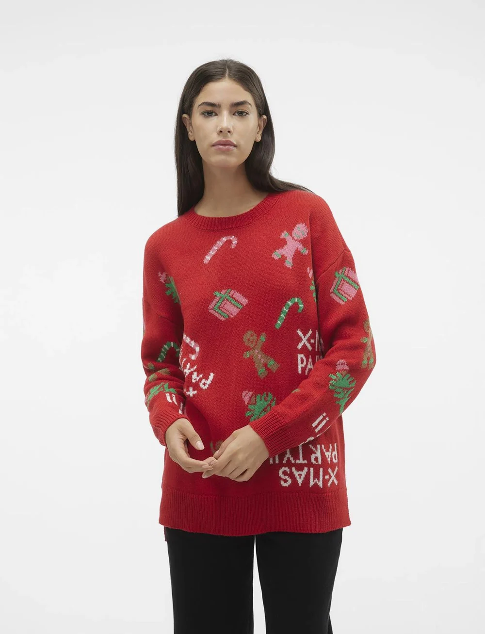 Vero Moda - VMXMASPARTY LS H/L O-NECK PULL. XMAS EXC - weihnachtspullover - chinese red - 0