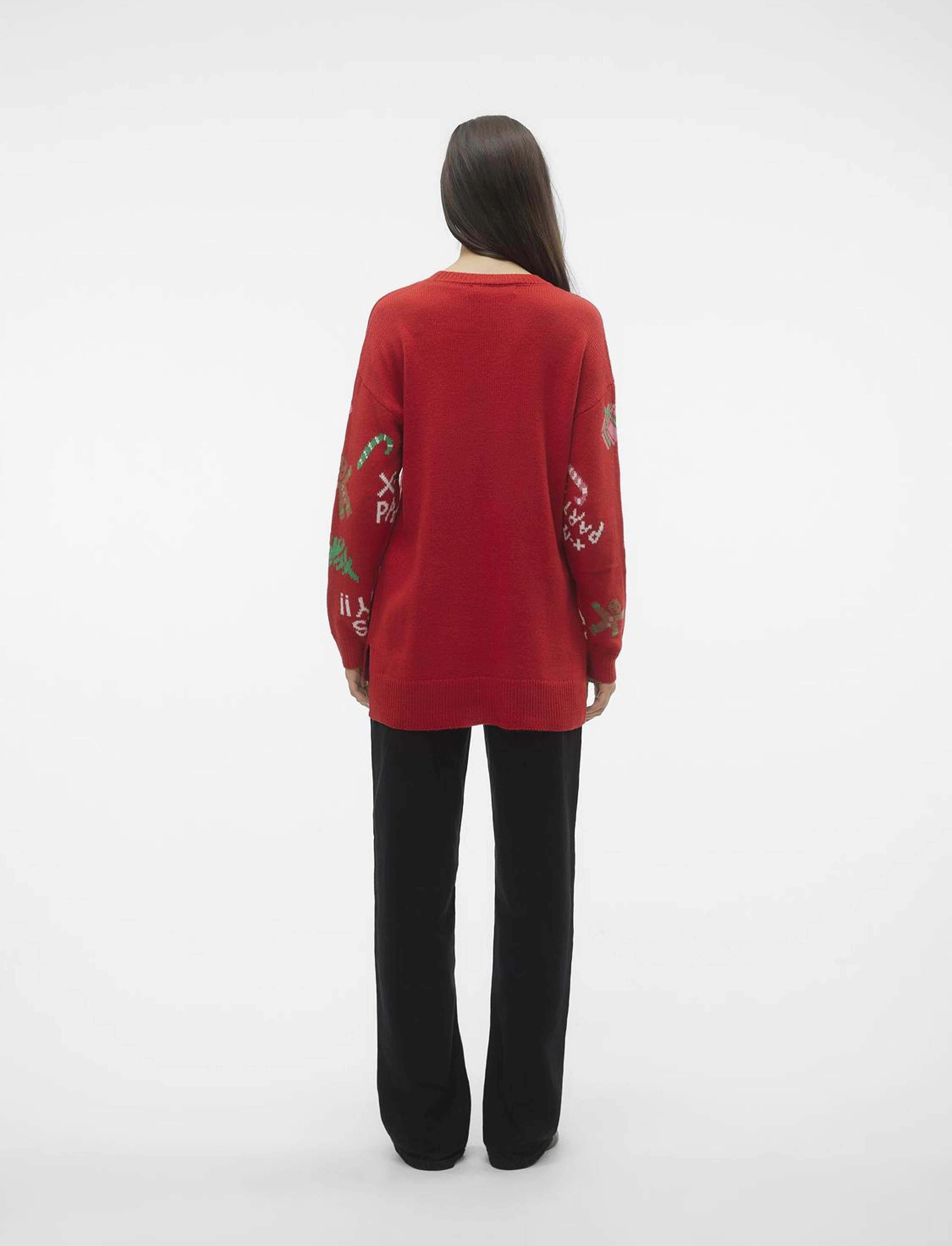 Vero Moda - VMXMASPARTY LS H/L O-NECK PULL. XMAS EXC - laveste priser - chinese red - 2