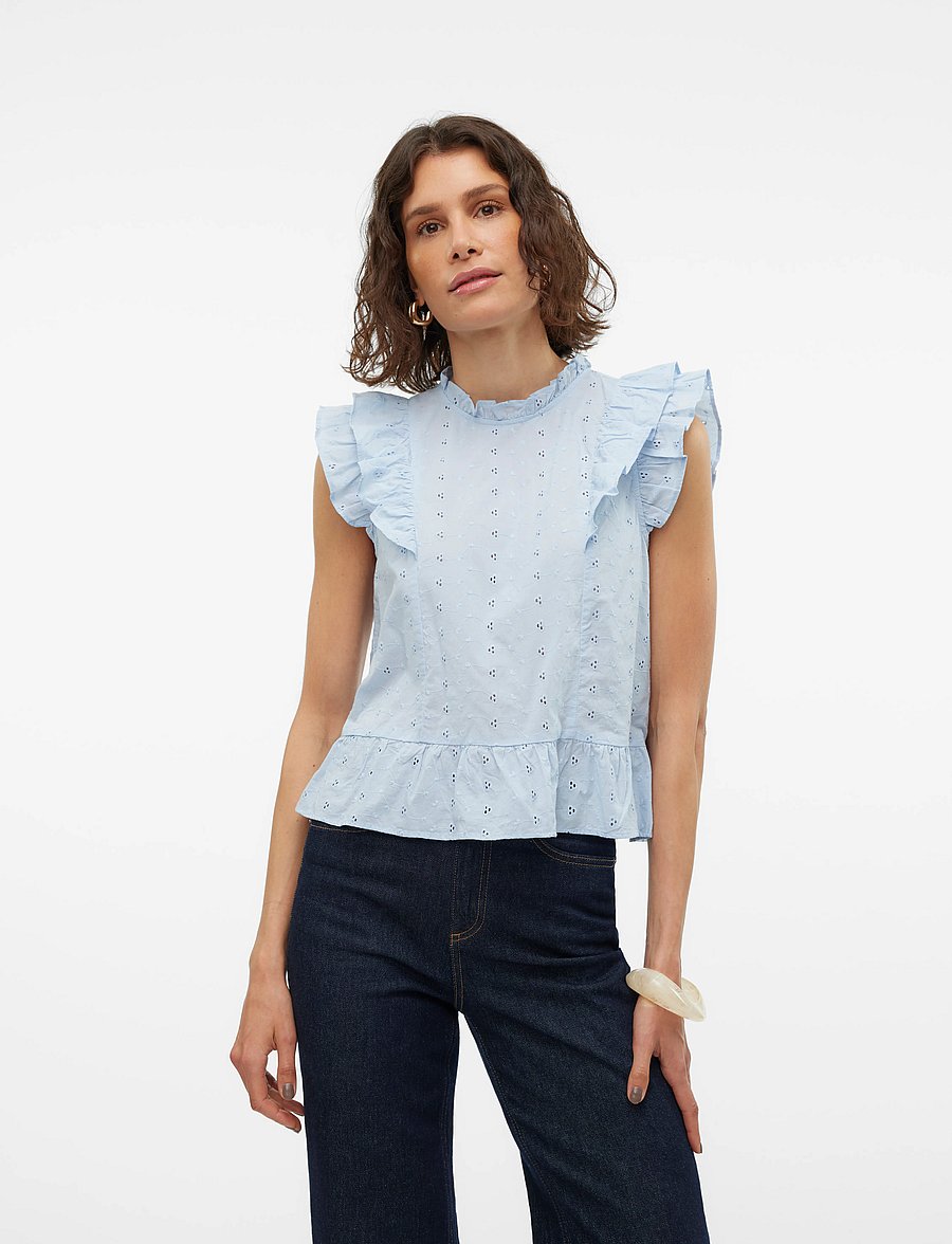 Vero Moda - VMKAMMY SL HIGH NECK TOP VMA - Ärmlösa blusar - cashmere blue - 0