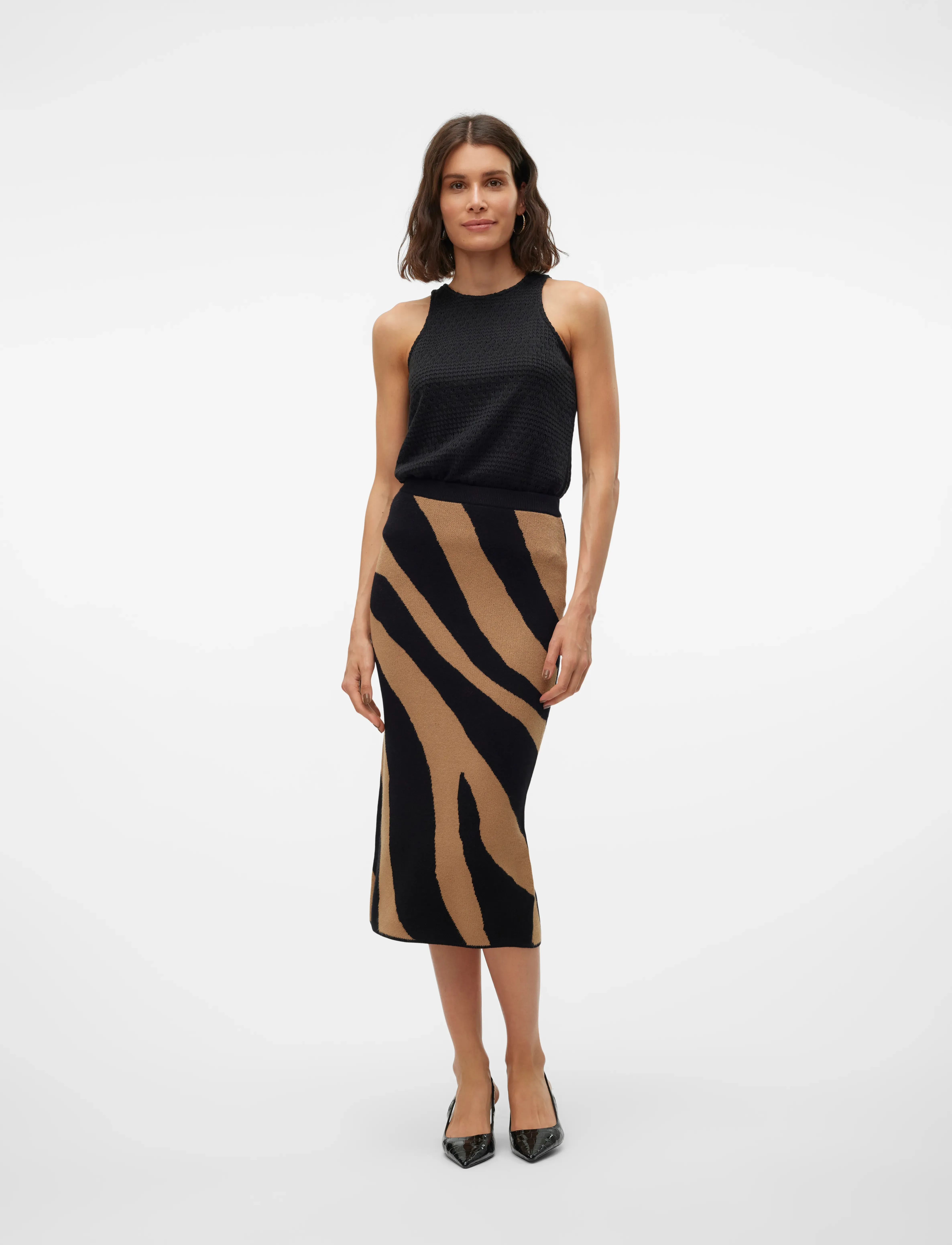 Vero Moda - VMNANCY NW 7/8 SKIRT BOO - strikkede nederdele - black - 5
