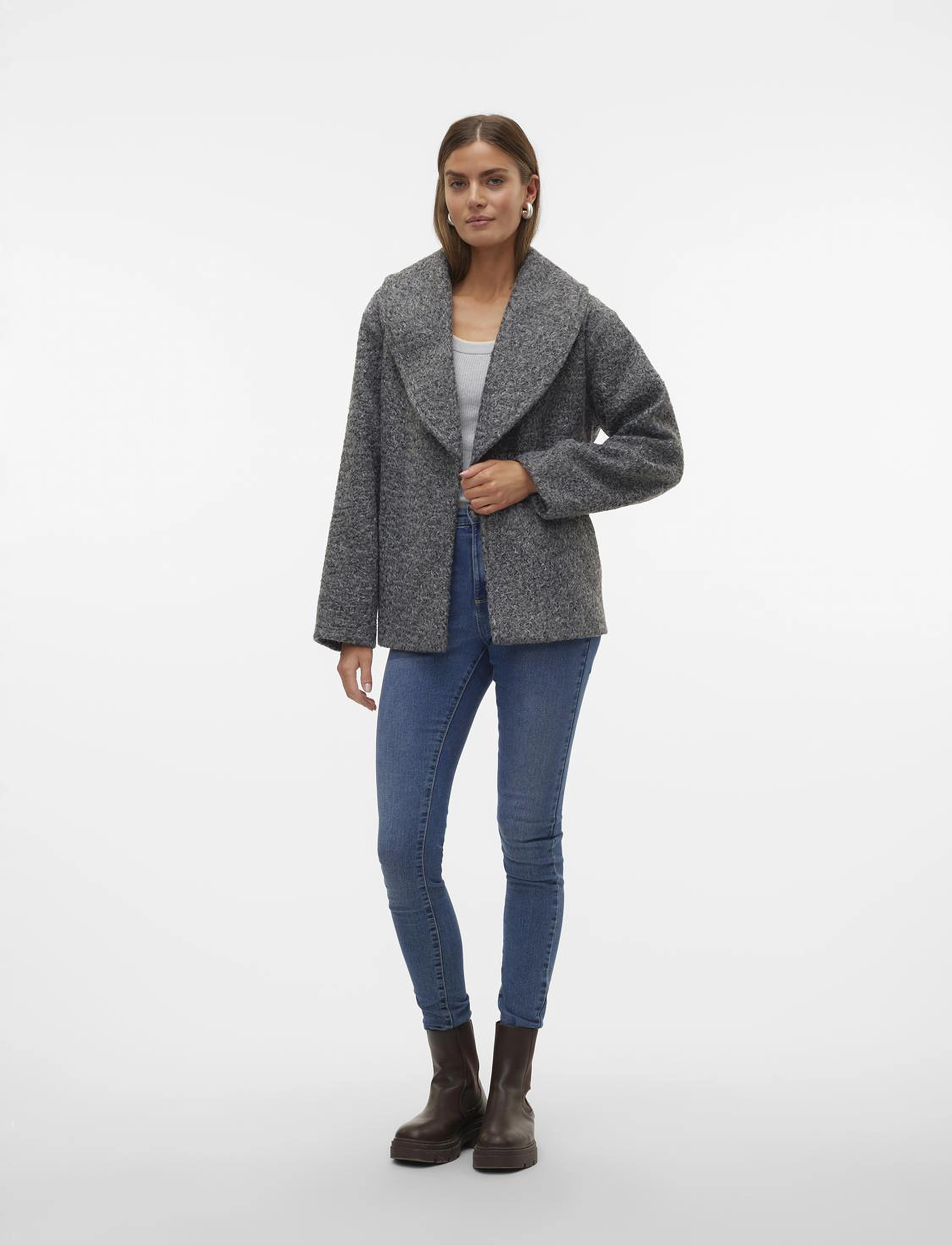 Vero Moda - VMELITEBERGEN JACKET BOO - overtøj - dark grey melange - 4