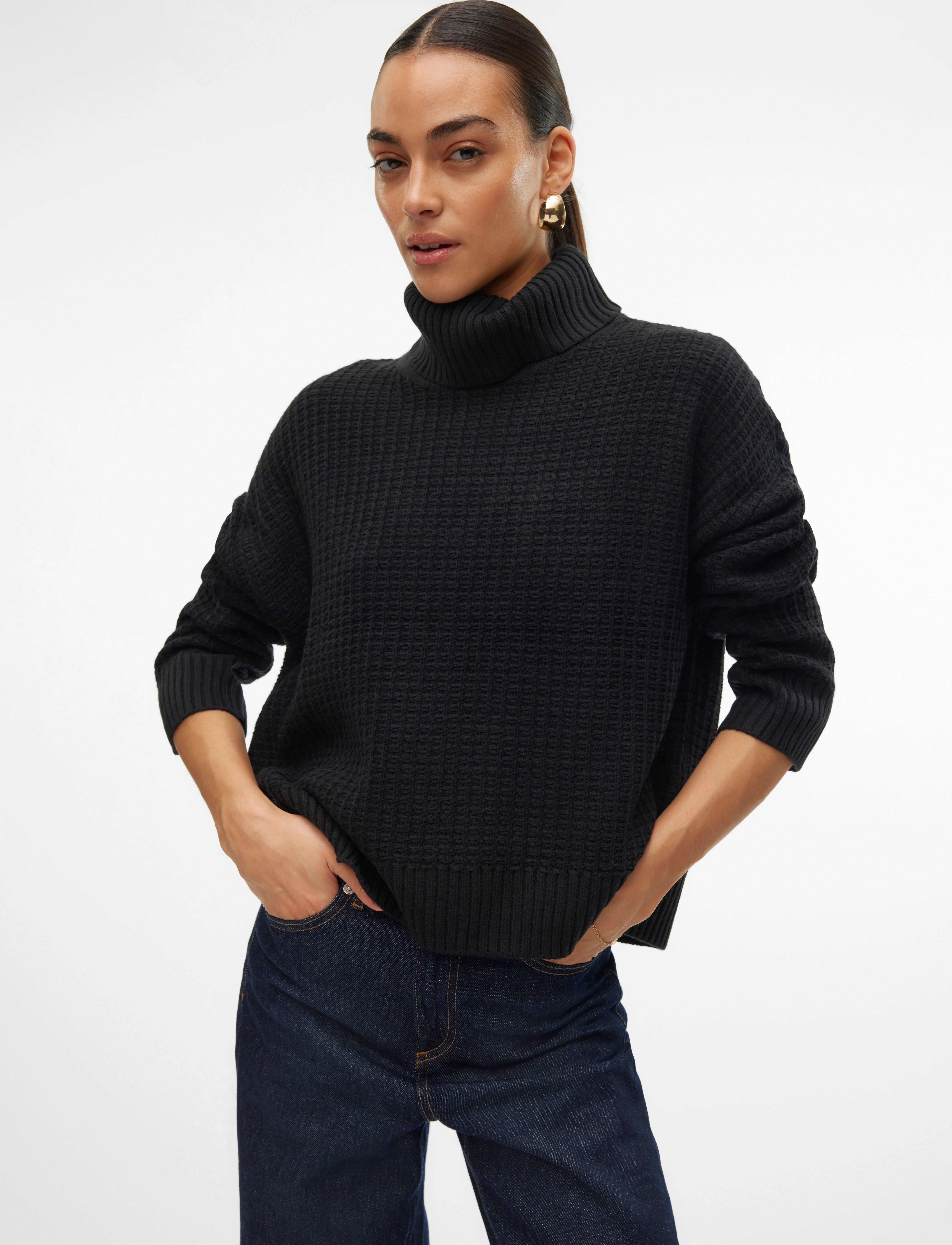 Vero Moda - VMOMEGA LS ROLLNECK PULLOVER BOO - black - 4