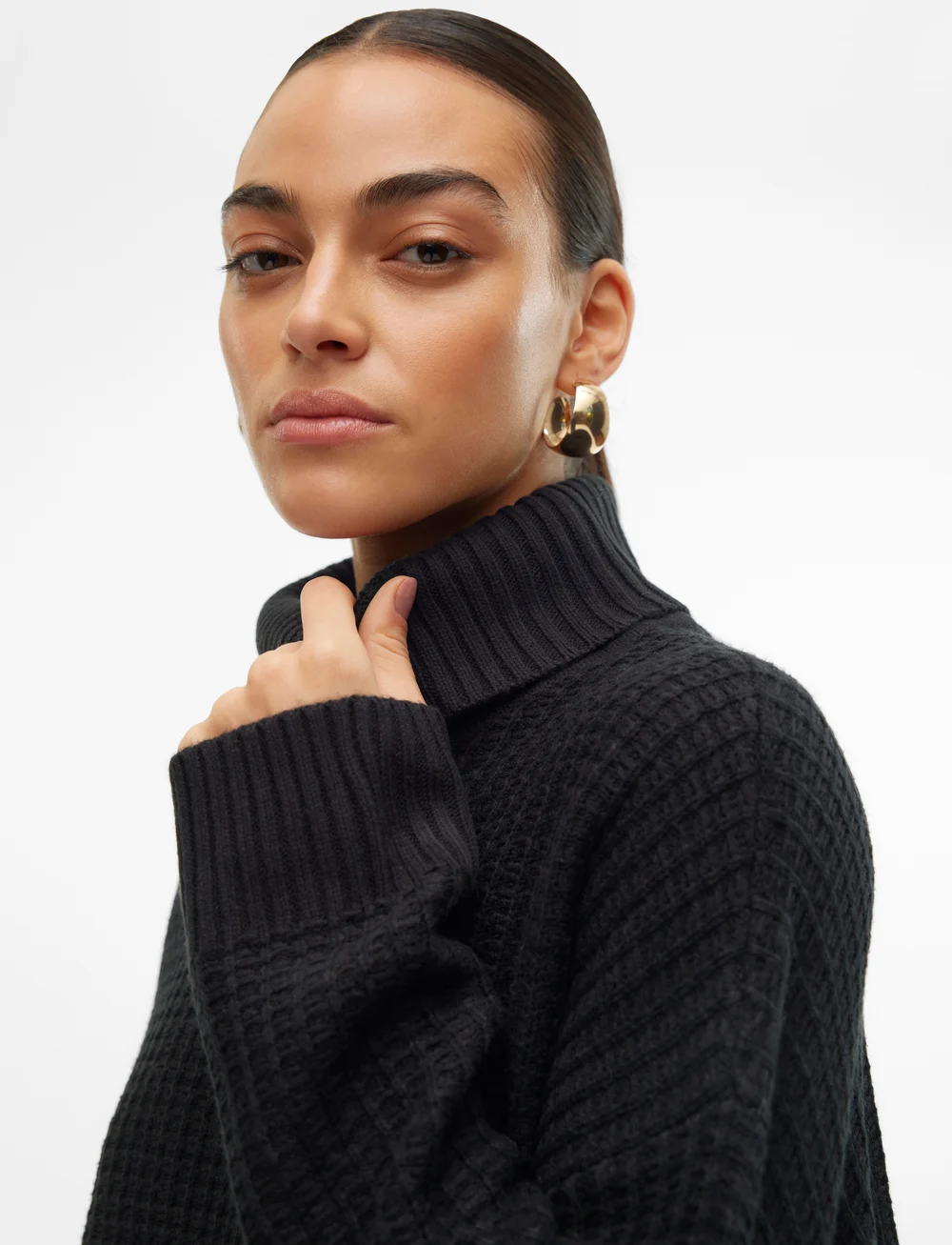 Vero Moda - VMOMEGA LS ROLLNECK PULLOVER BOO - golfy - black - 5