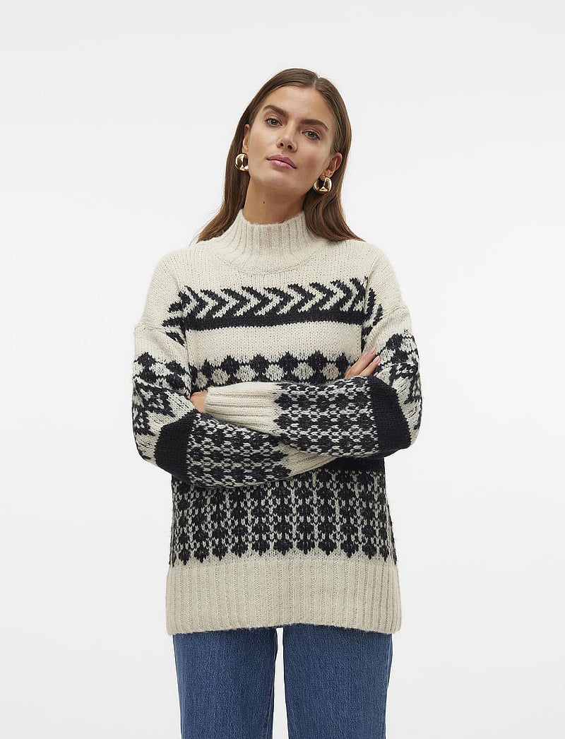 Vero Moda - VMAMPLE LS HIGHNECK PULLOVER GA BOO - polotröjor - birch - 0