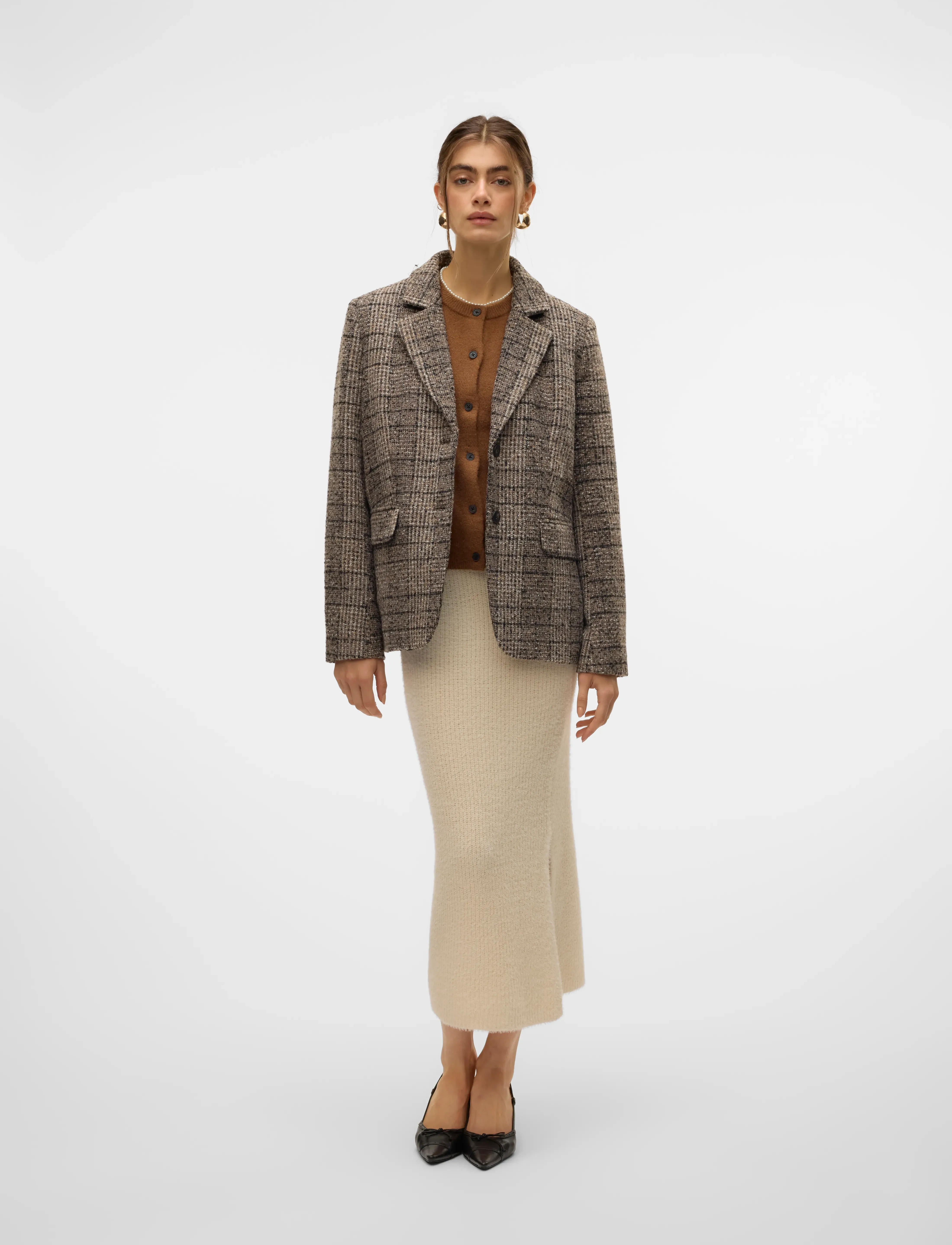 Vero Moda - VMPUFF NW CALF PENCIL SKIRT BOO - strikkede nederdele - birch - 4