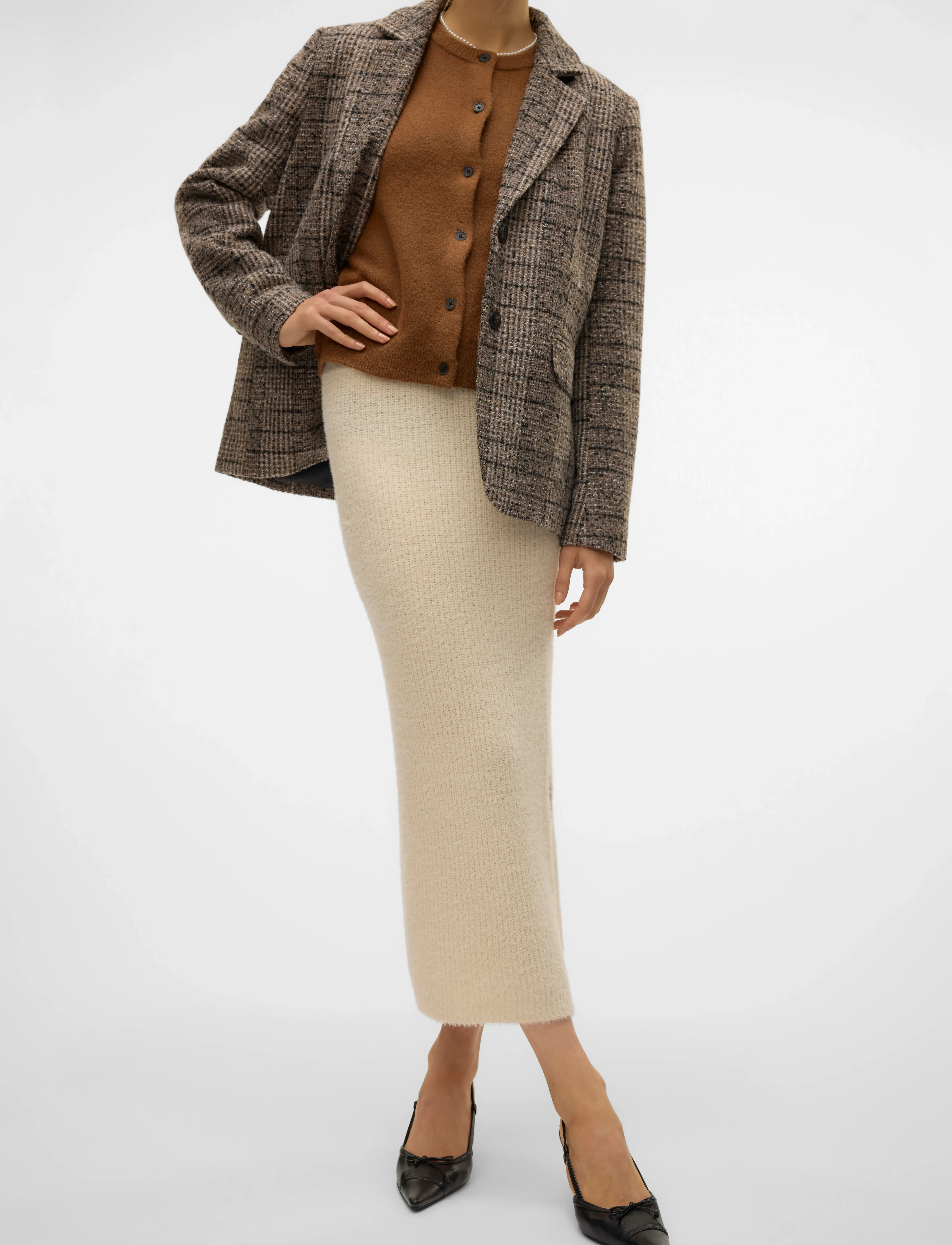 Vero Moda - VMPUFF NW CALF PENCIL SKIRT BOO - strikkede nederdele - birch - 5