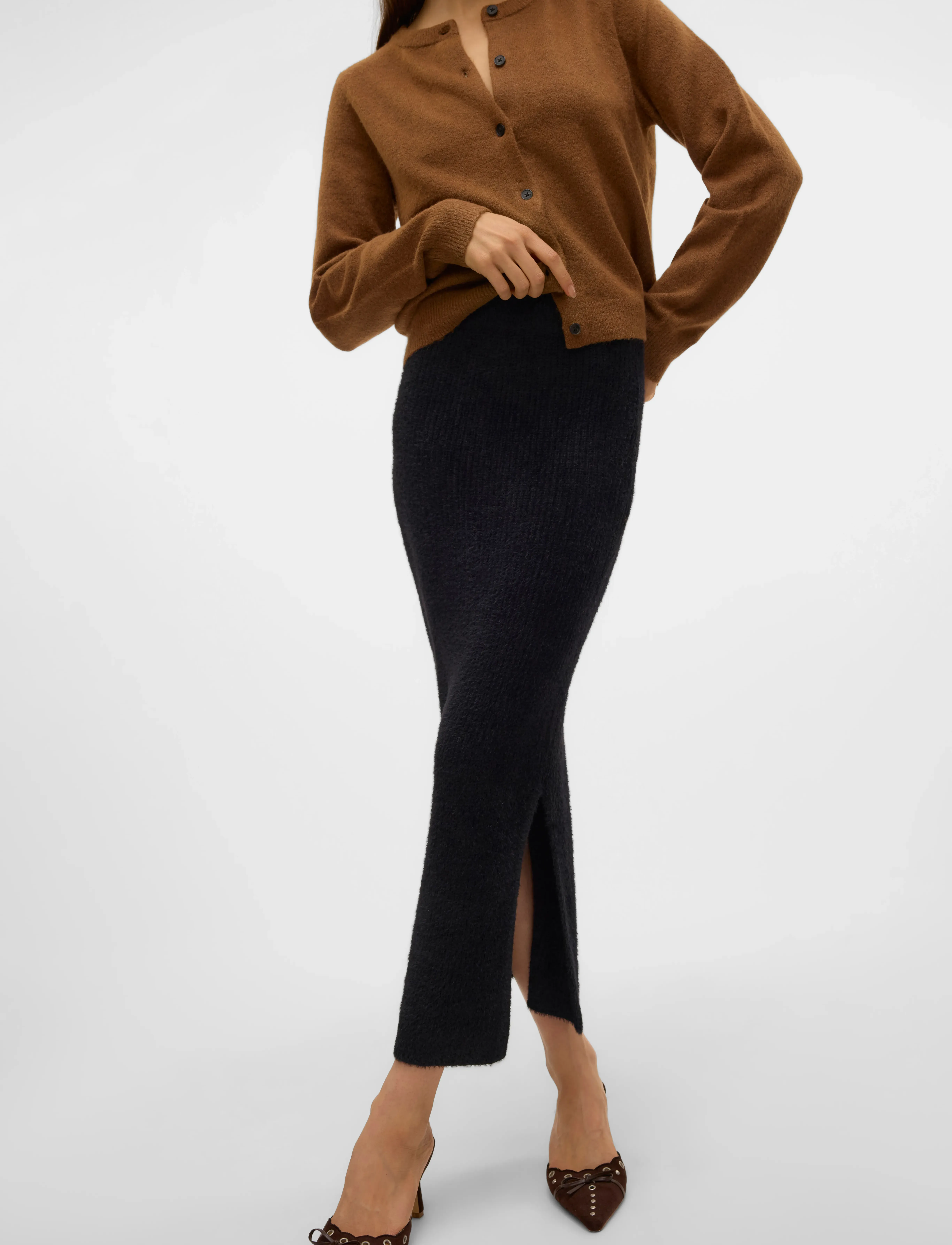 Vero Moda - VMPUFF NW CALF PENCIL SKIRT BOO - strickröcke - black - 5