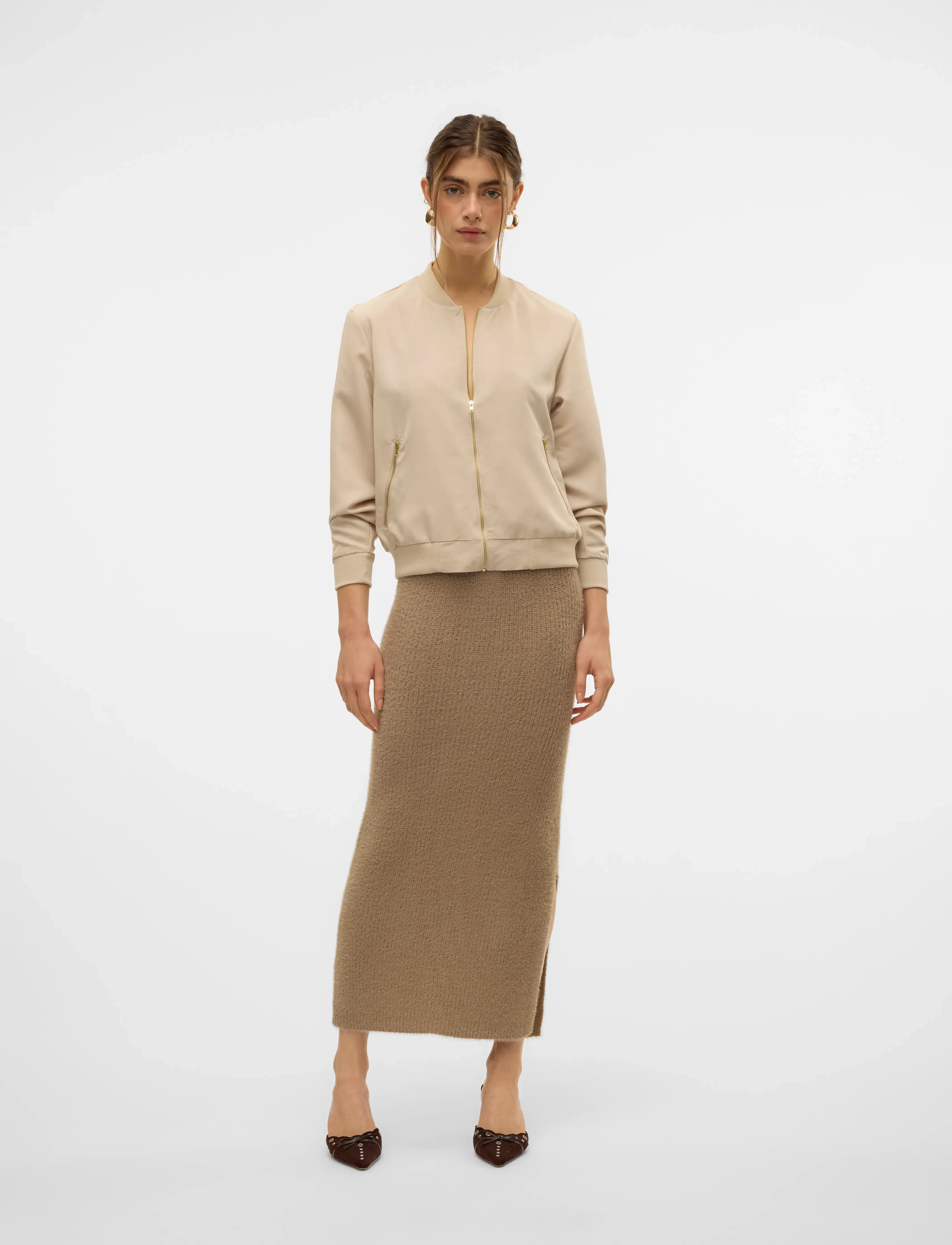 Vero Moda - VMPUFF NW CALF PENCIL SKIRT BOO - kootud seelikud - silver mink - 3