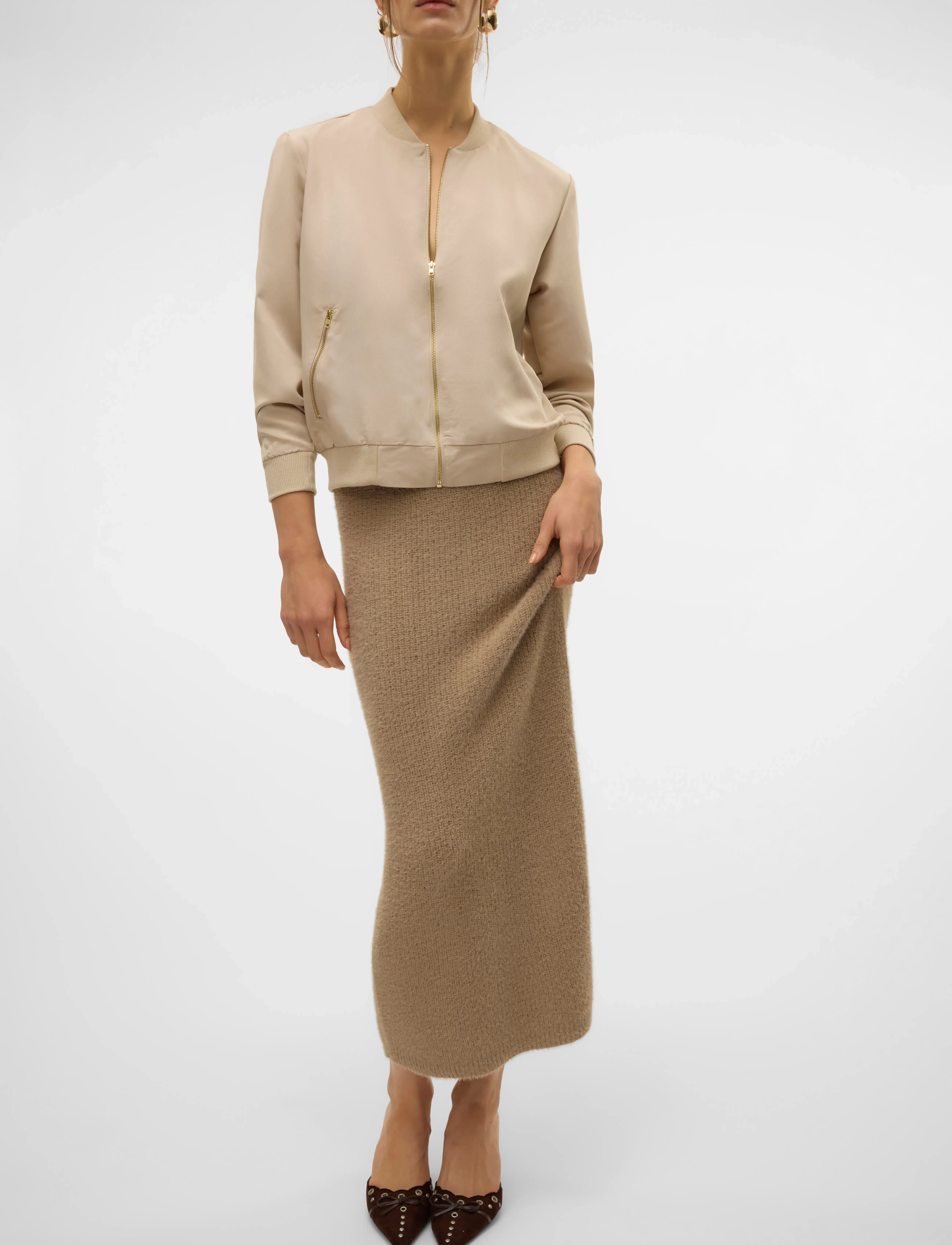 Vero Moda - VMPUFF NW CALF PENCIL SKIRT BOO - kootud seelikud - silver mink - 4