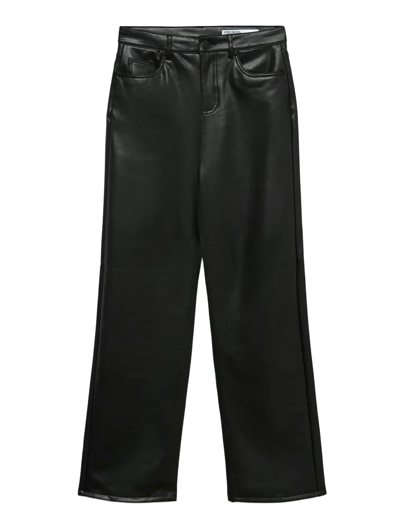 Vero Moda VMTESSA HR WIDE PL PANTS NOOS - Lederhosen - BLACK / black