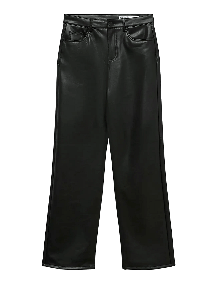 Vero Moda - VMTESSA HR WIDE PL PANTS NOOS - leren broeken - black - 1