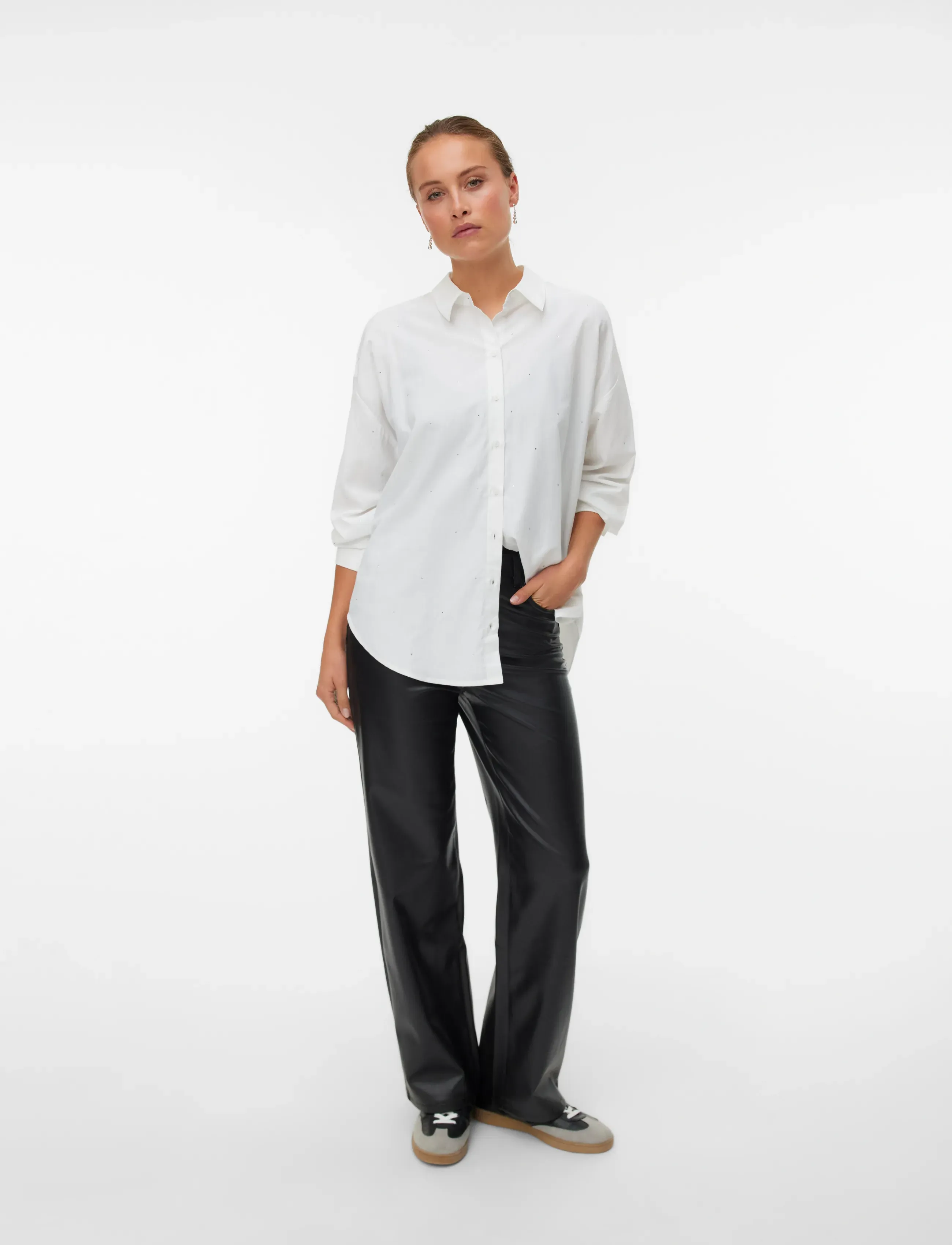 Vero Moda Vmtessa Hr Wide Pl Pants Noos, 25 x 30, Trousers, Schwarz - Leg, Frauen
