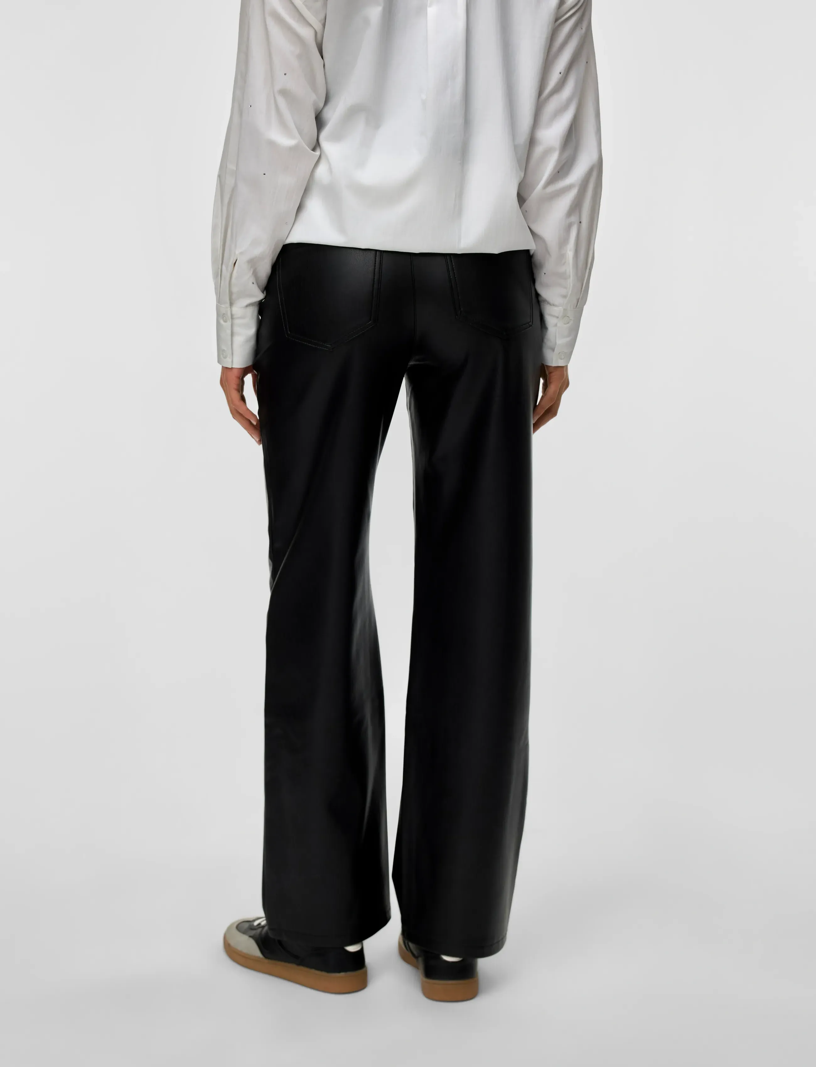 Vero Moda - VMTESSA HR WIDE PL PANTS NOOS - leren broeken - black - 2