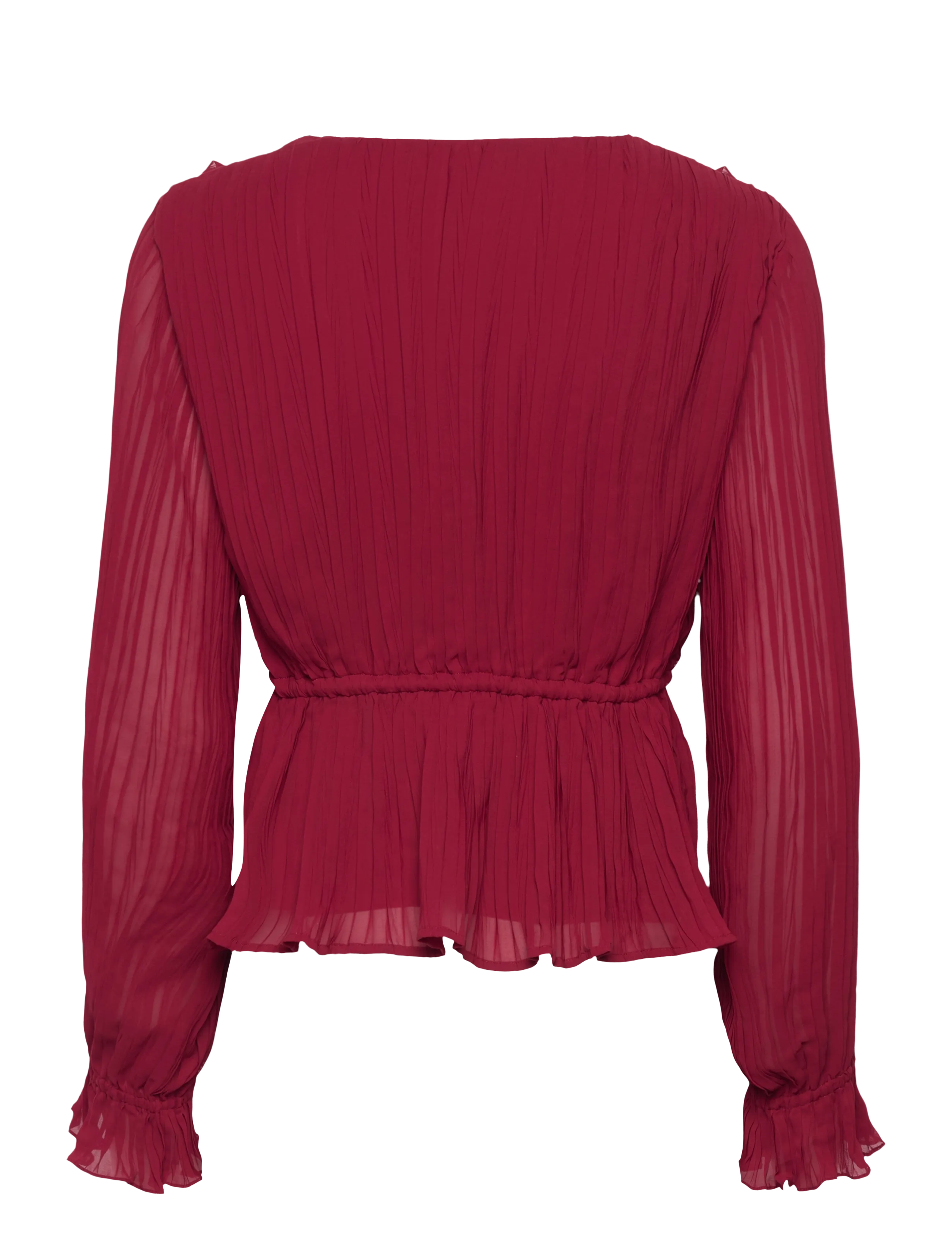 Vero Moda - VMDORA L/S FRILL PLEAT TOP WVN EXP - langærmede bluser - biking red - 1