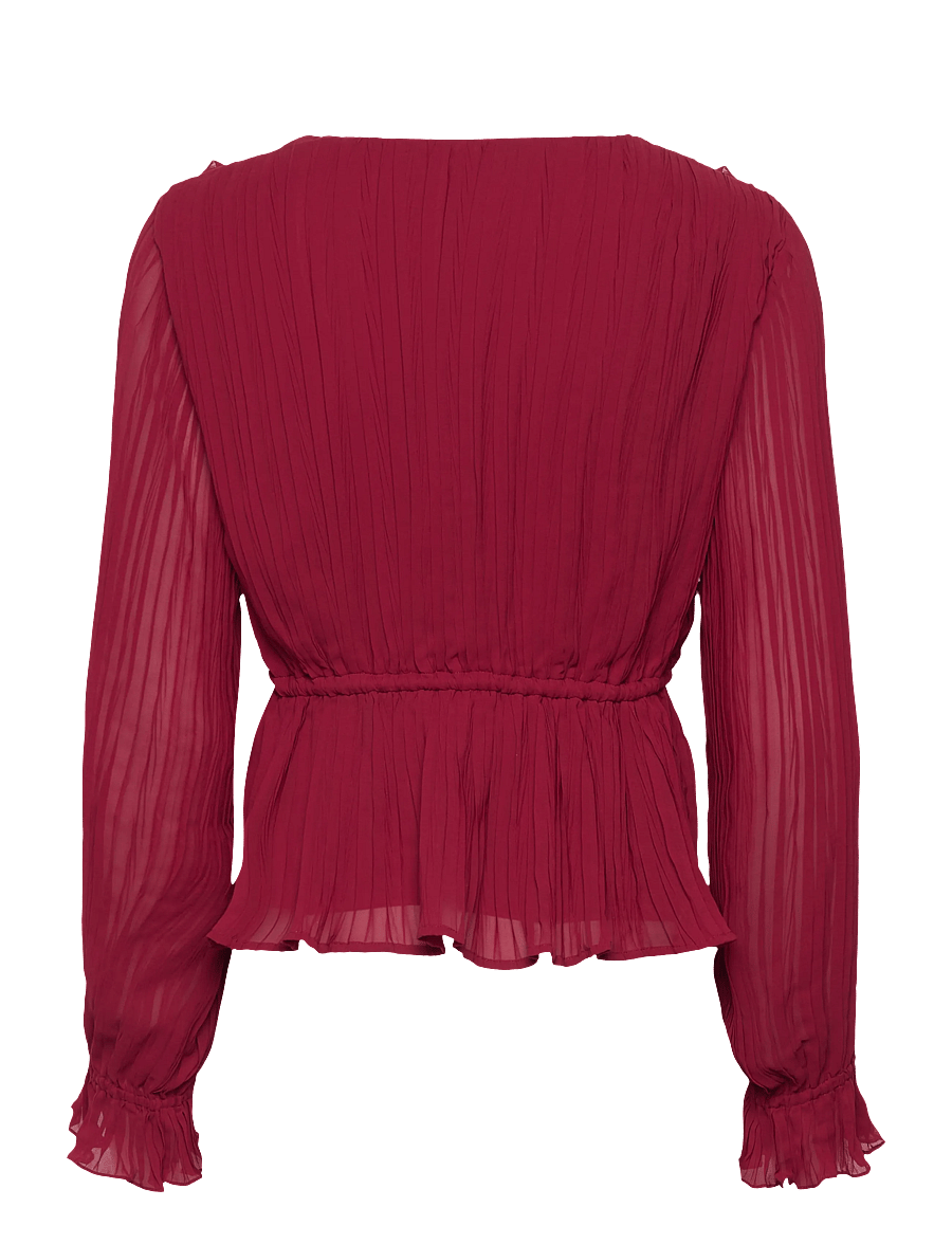 Vero Moda - VMDORA L/S FRILL PLEAT TOP WVN EXP - langärmelige blusen - biking red - 1