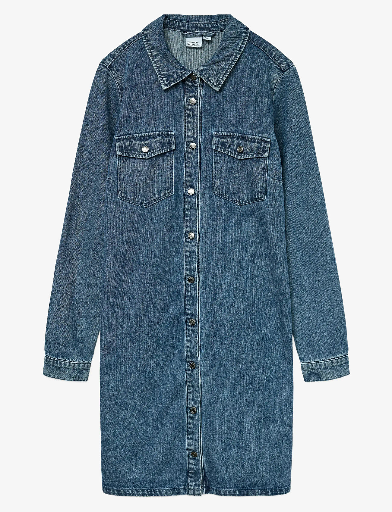 Vero Moda - VMJENNIE LS SHORT DENIM DRESS GA NOOS - skjortklänningar - medium blue denim - 1