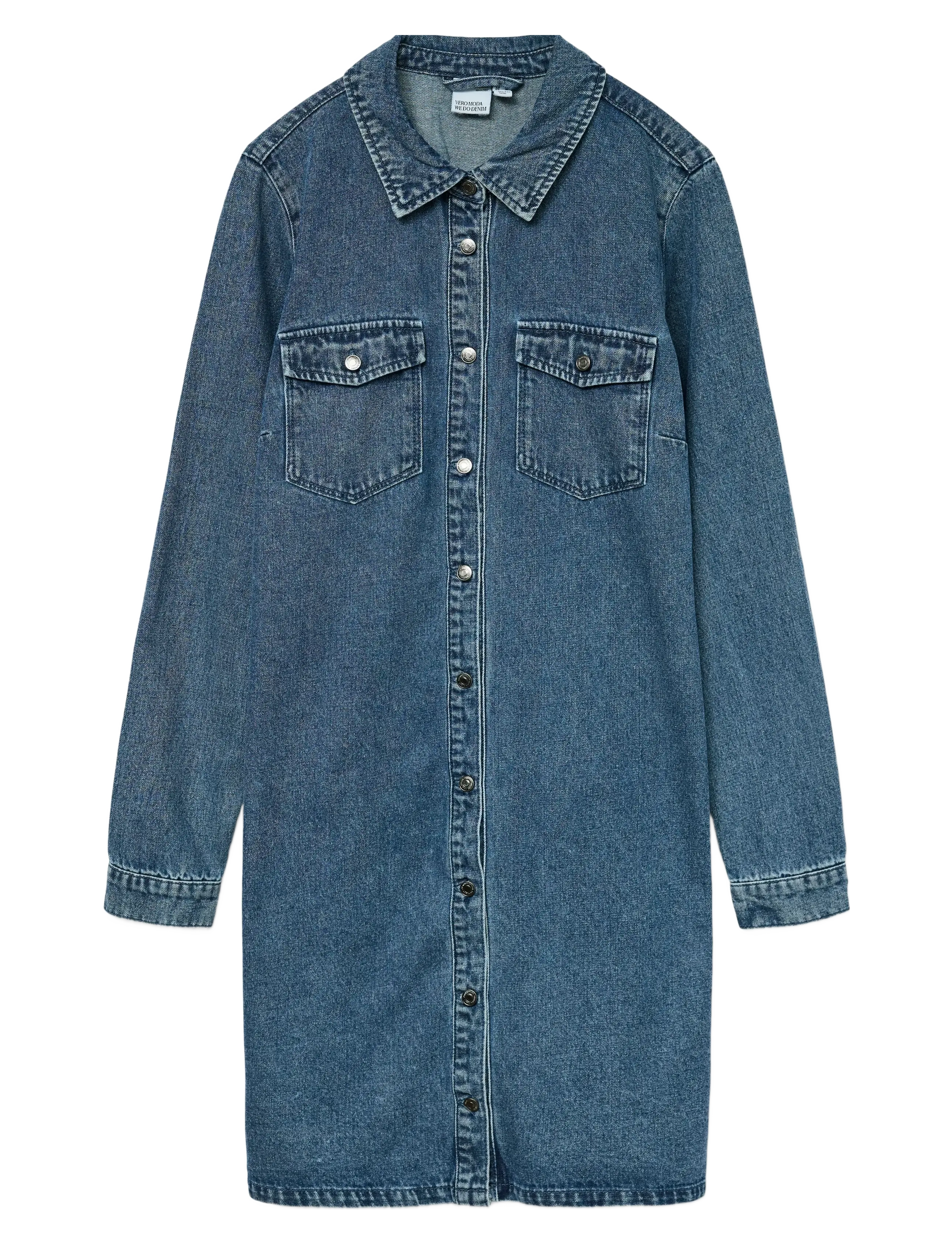 Vero Moda VMJENNIE LS SHORT DENIM DRESS GA NOOS - Shirt dresses - MEDIUM BLUE DENIM / blue