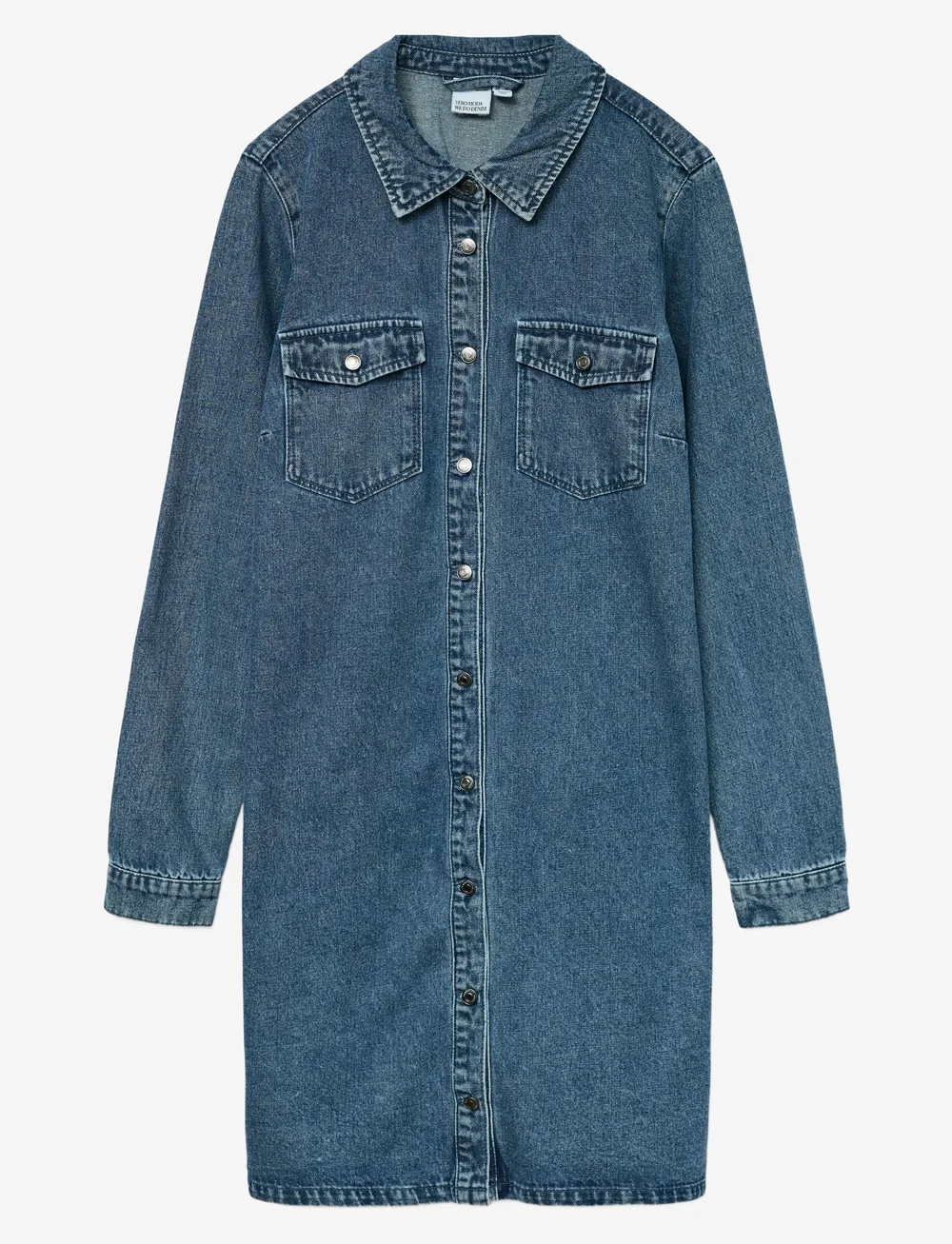 Vero Moda - VMJENNIE LS SHORT DENIM DRESS GA NOOS - skjortklänningar - medium blue denim - 1