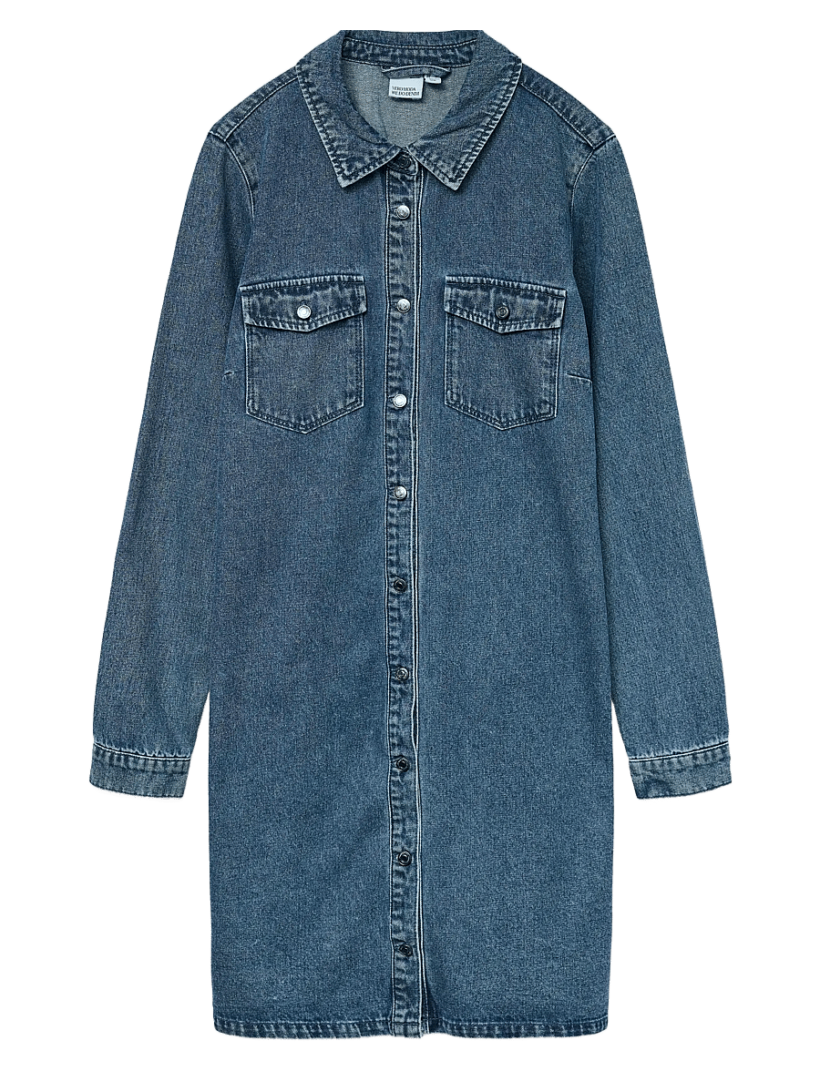 Vero Moda - VMJENNIE LS SHORT DENIM DRESS GA NOOS - robes chemises - medium blue denim - 1