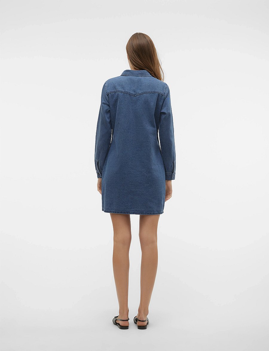 Vero Moda - VMJENNIE LS SHORT DENIM DRESS GA NOOS - robes chemises - medium blue denim - 3