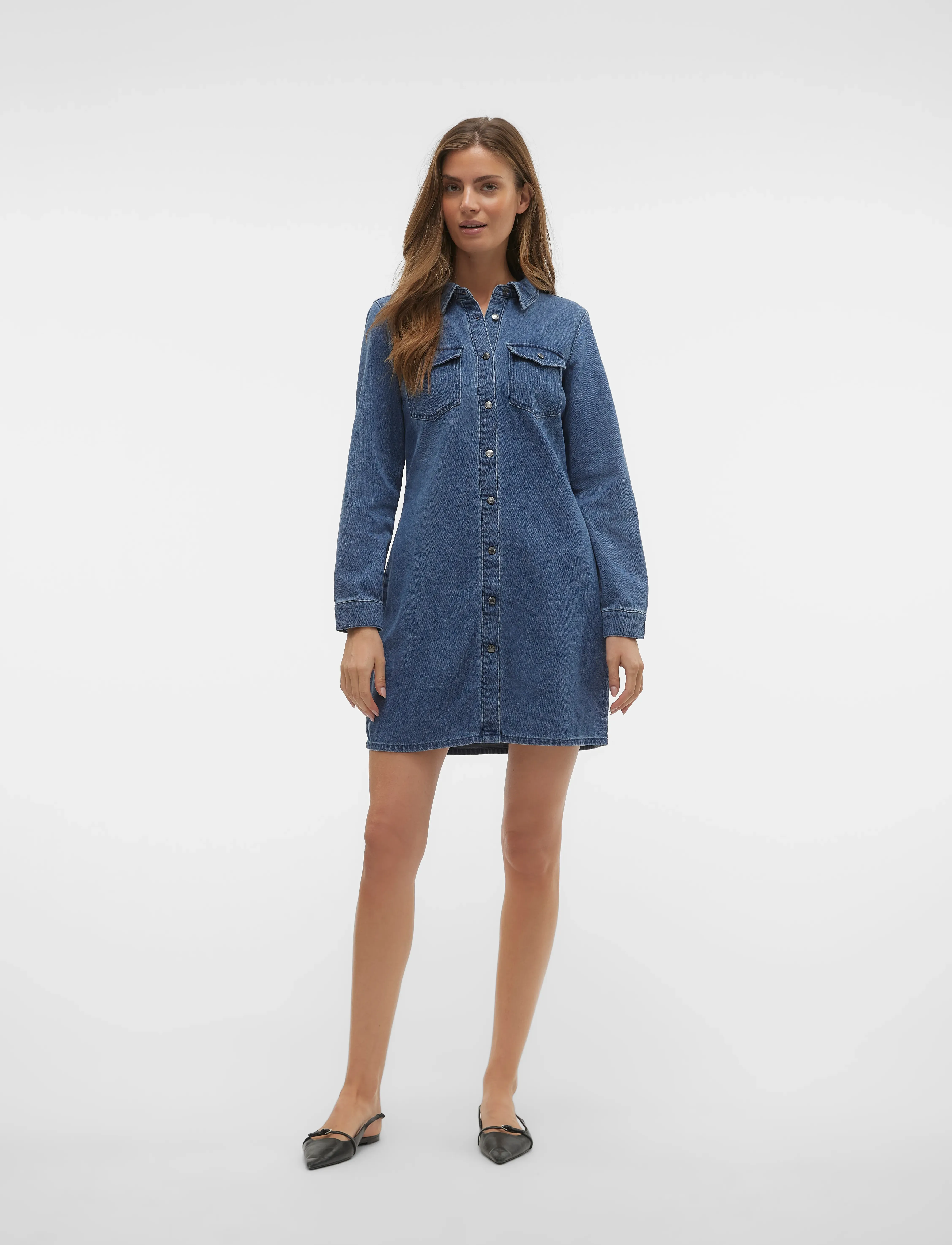 VERO MODA Vmjennie Ls Short Denim Dress Ga Noos skjortklänningar dam – bild 5