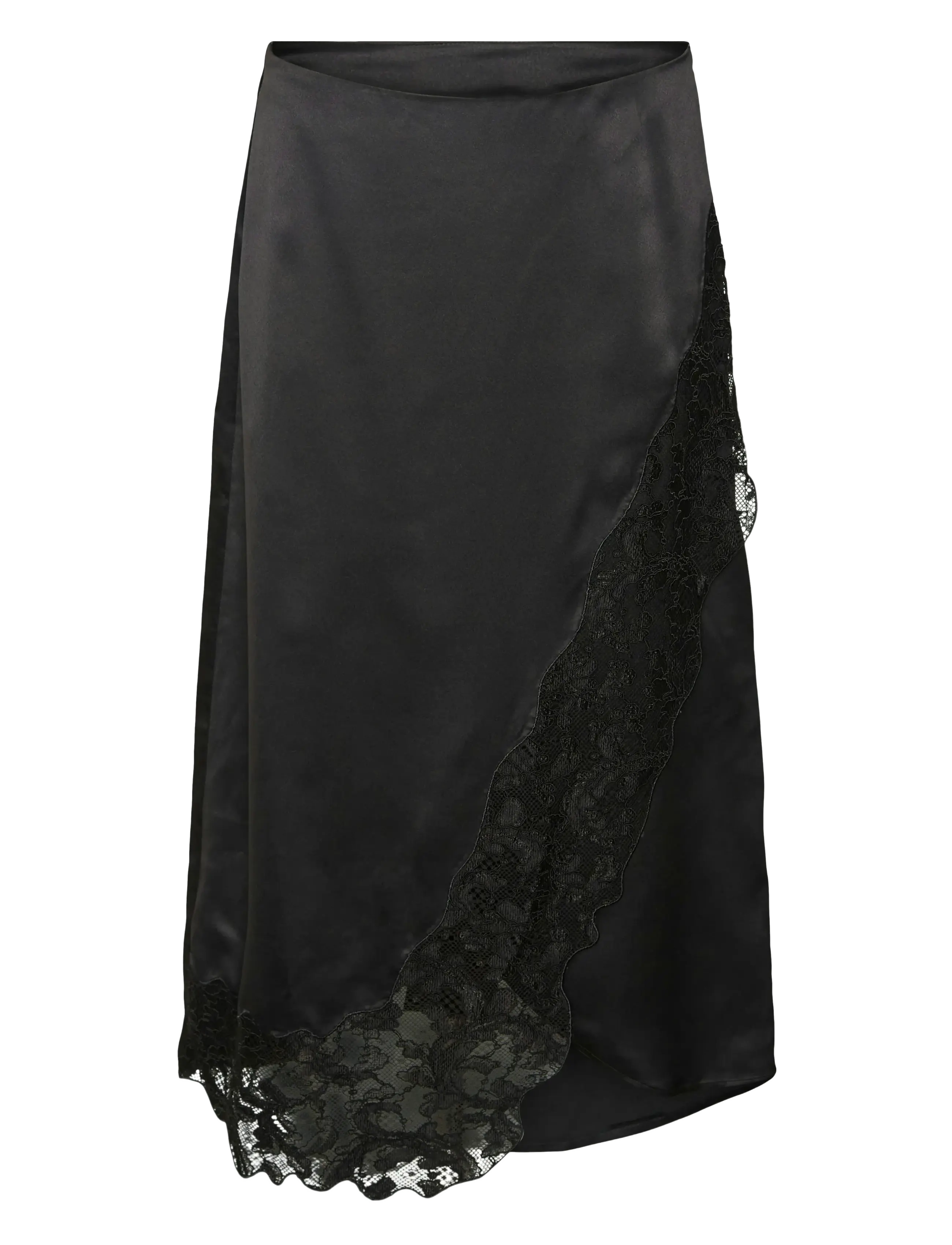 Vero Moda VMMERLE LACE HW 7/8 SKIRT WVN GA - Seelikud - BLACK / black