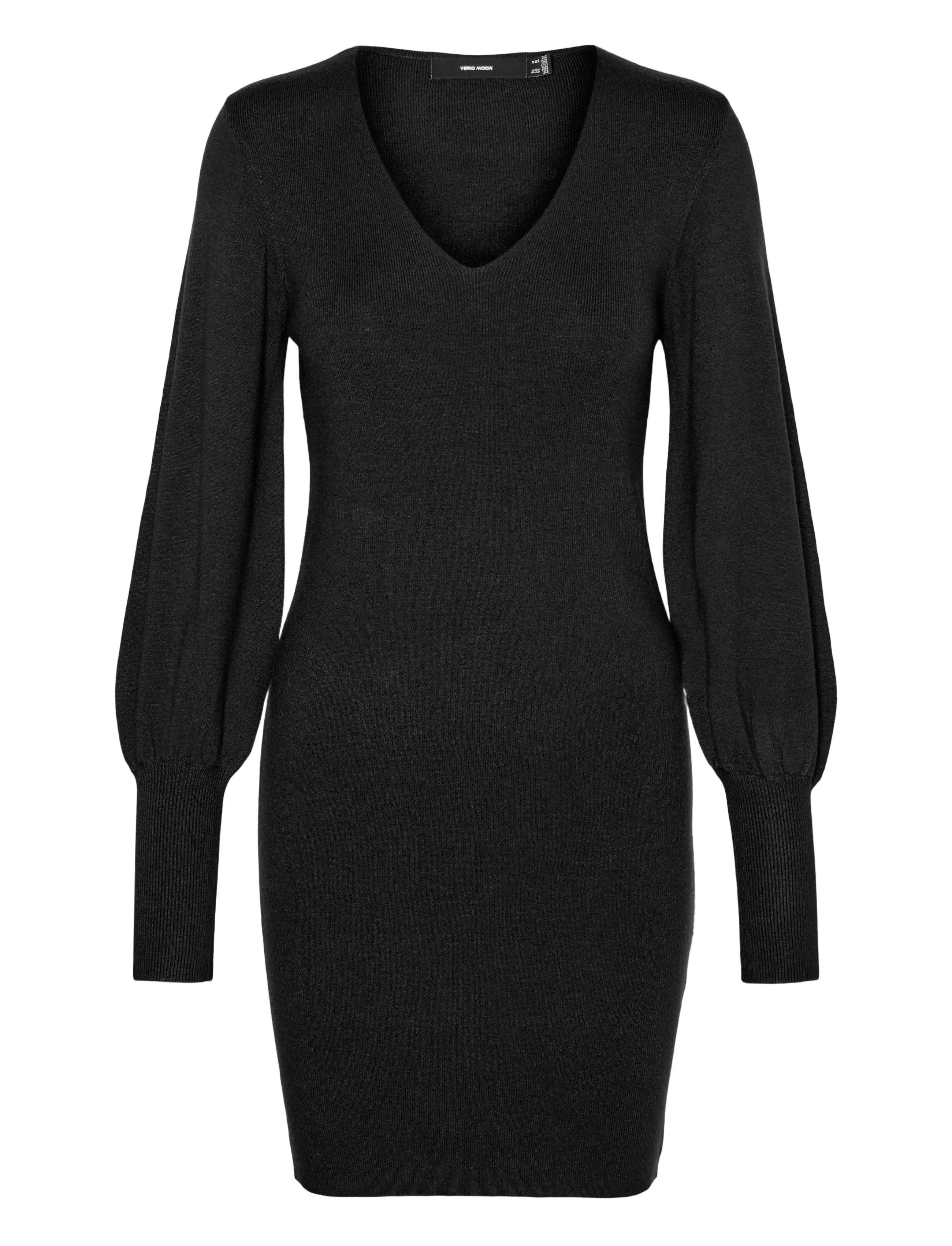 Vero Moda VMHOLLYKARISPUFF LS V-NECK DRESS GA BOO - Kleider - BLACK / black