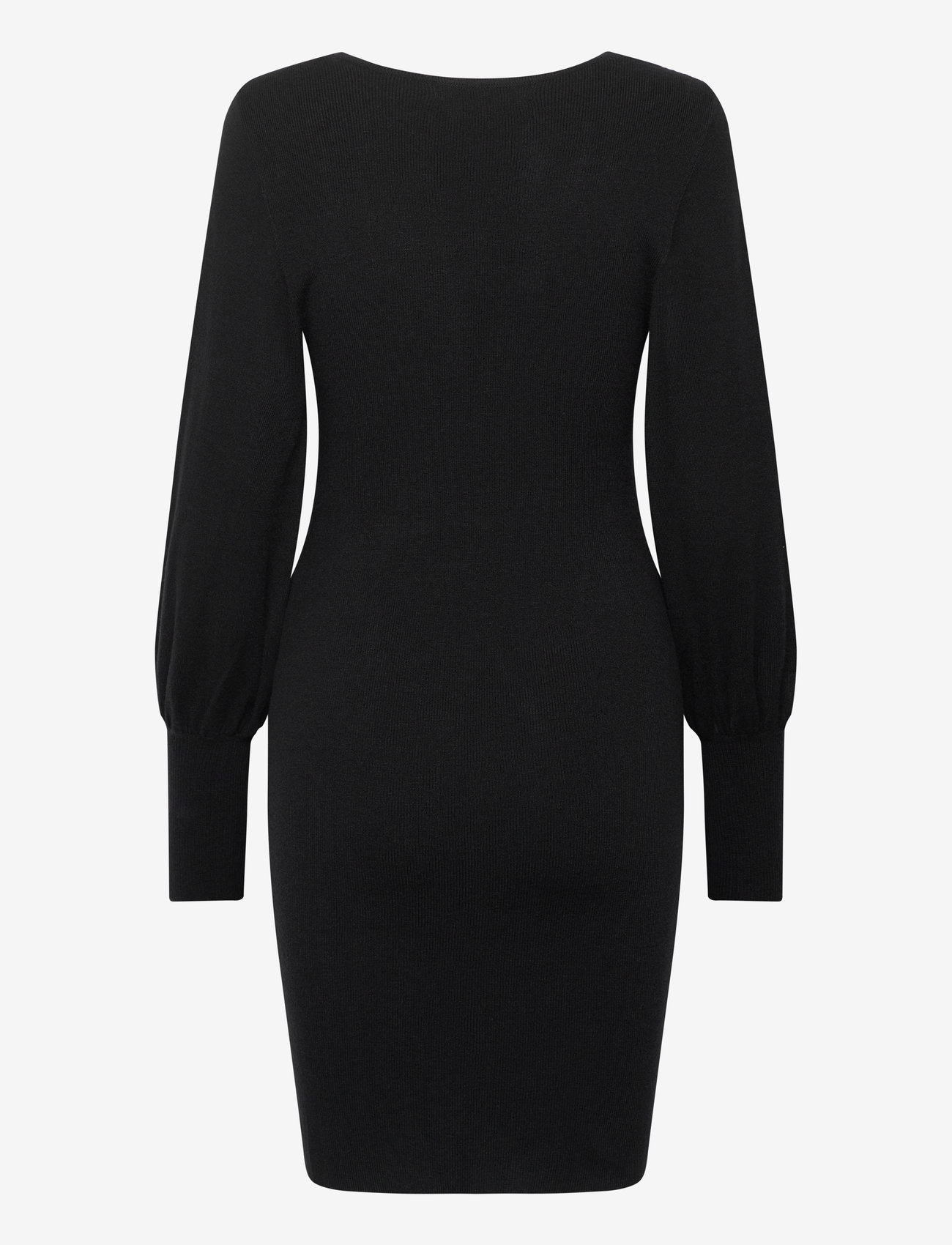 Vero Moda - VMHOLLYKARISPUFF LS V-NECK DRESS GA BOO - knitted dresses - black - 2