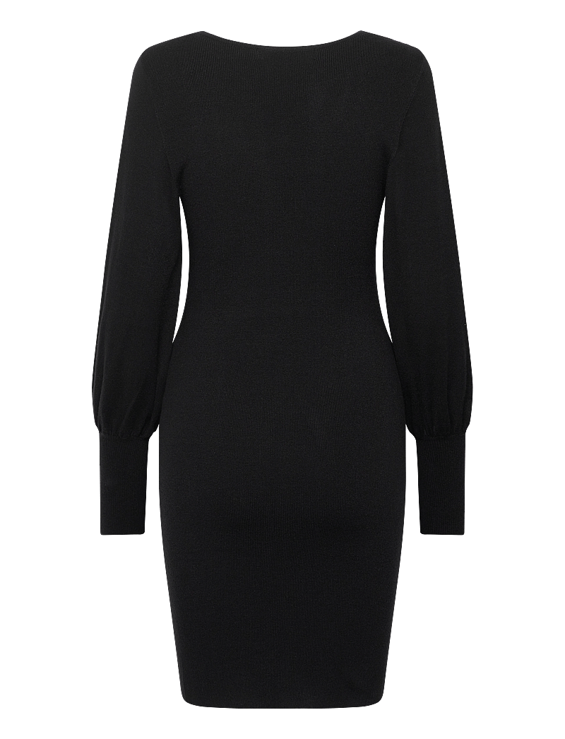 Vero Moda - VMHOLLYKARISPUFF LS V-NECK DRESS GA BOO - knitted dresses - black - 2