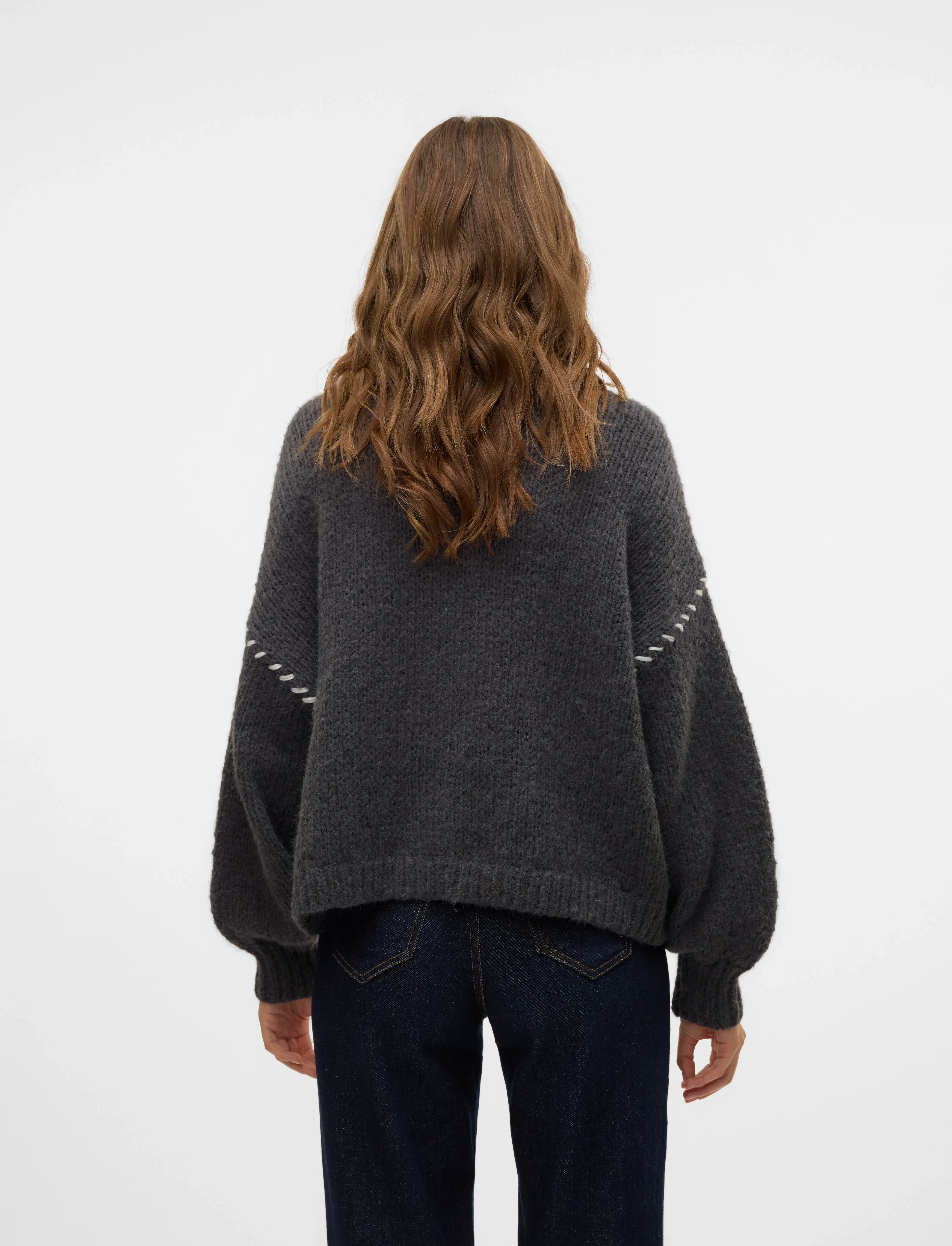 Vero Moda - VMFENG LS O-NECK PULLOVER GA BOO - laveste priser - asphalt - 3