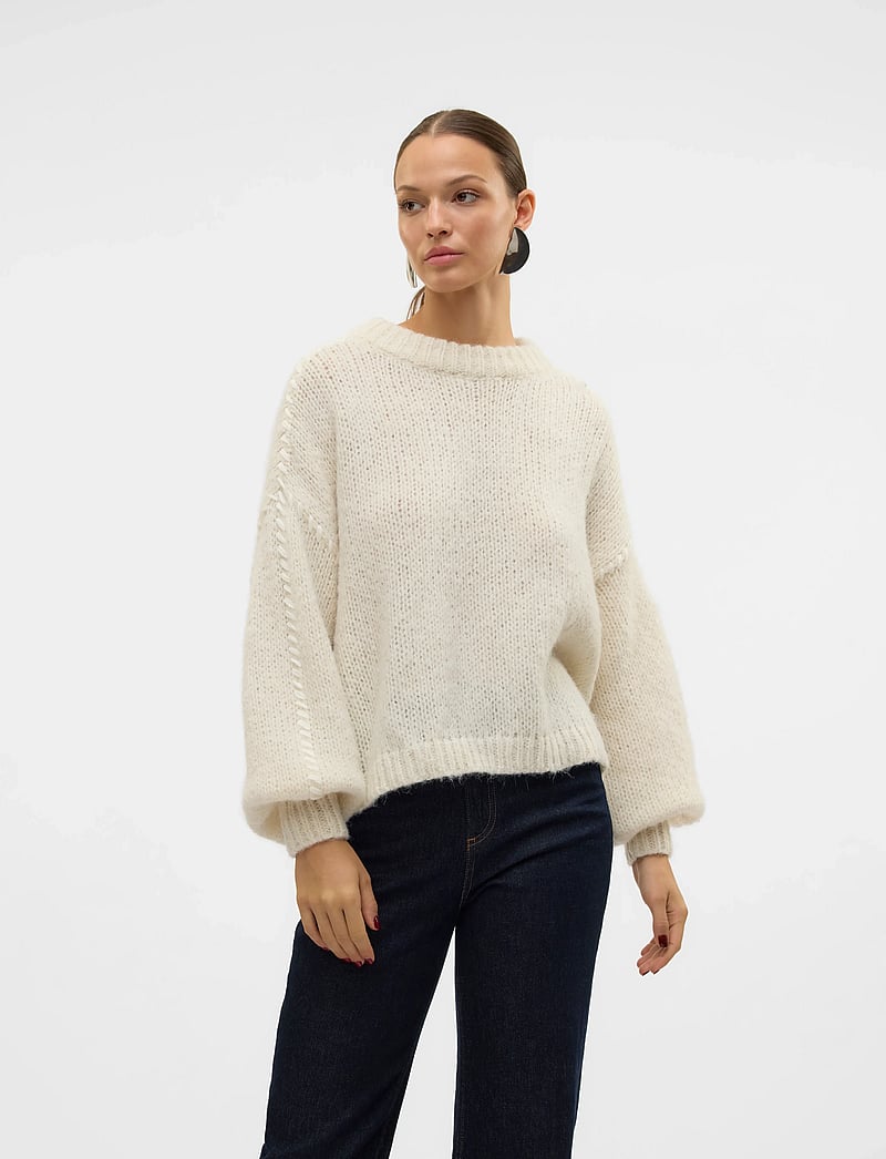 Vero Moda - VMFENG LS O-NECK PULLOVER GA BOO - stickade tröjor - birch - 0