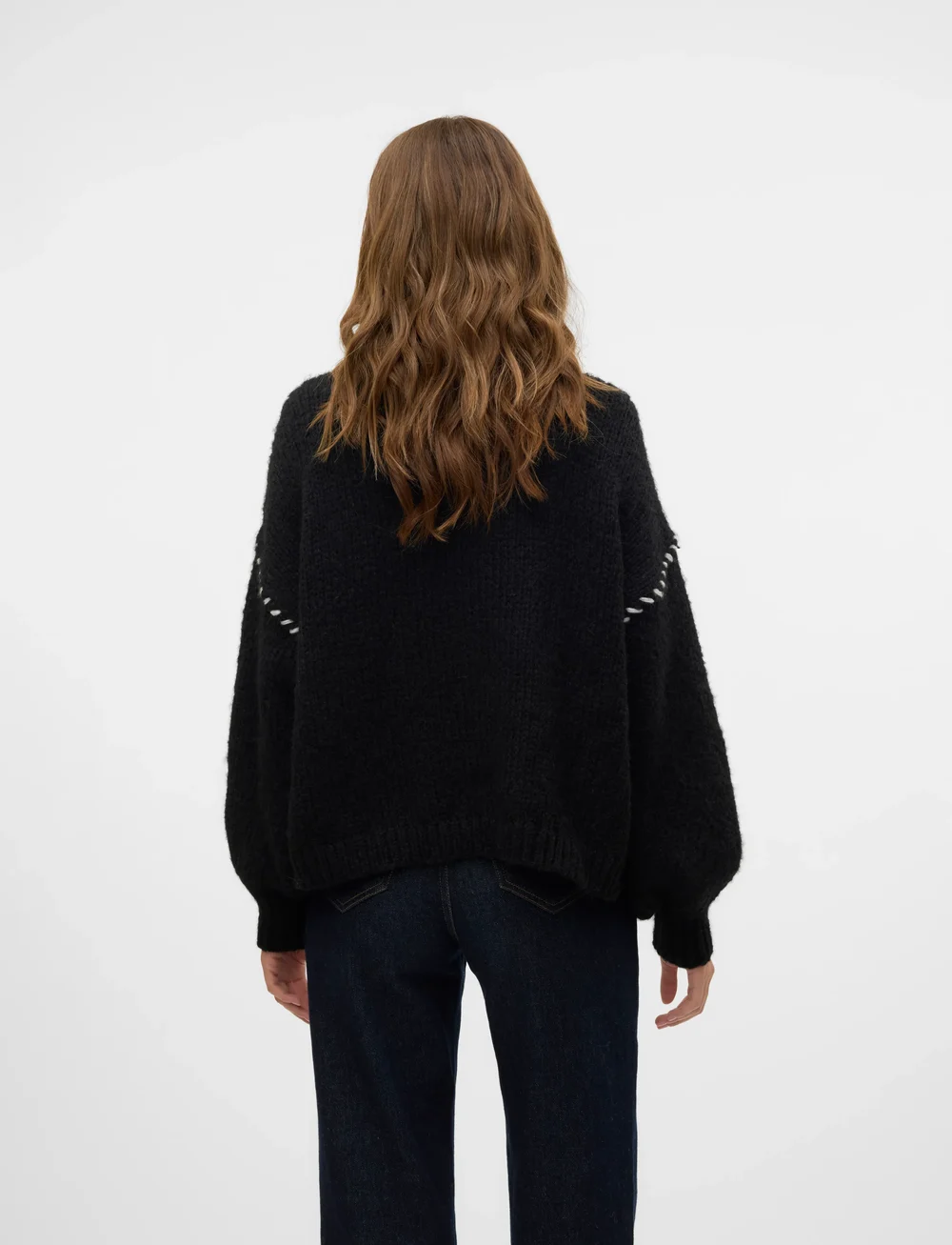 Vero Moda - VMFENG LS O-NECK PULLOVER GA BOO - stickade tröjor - black - 3