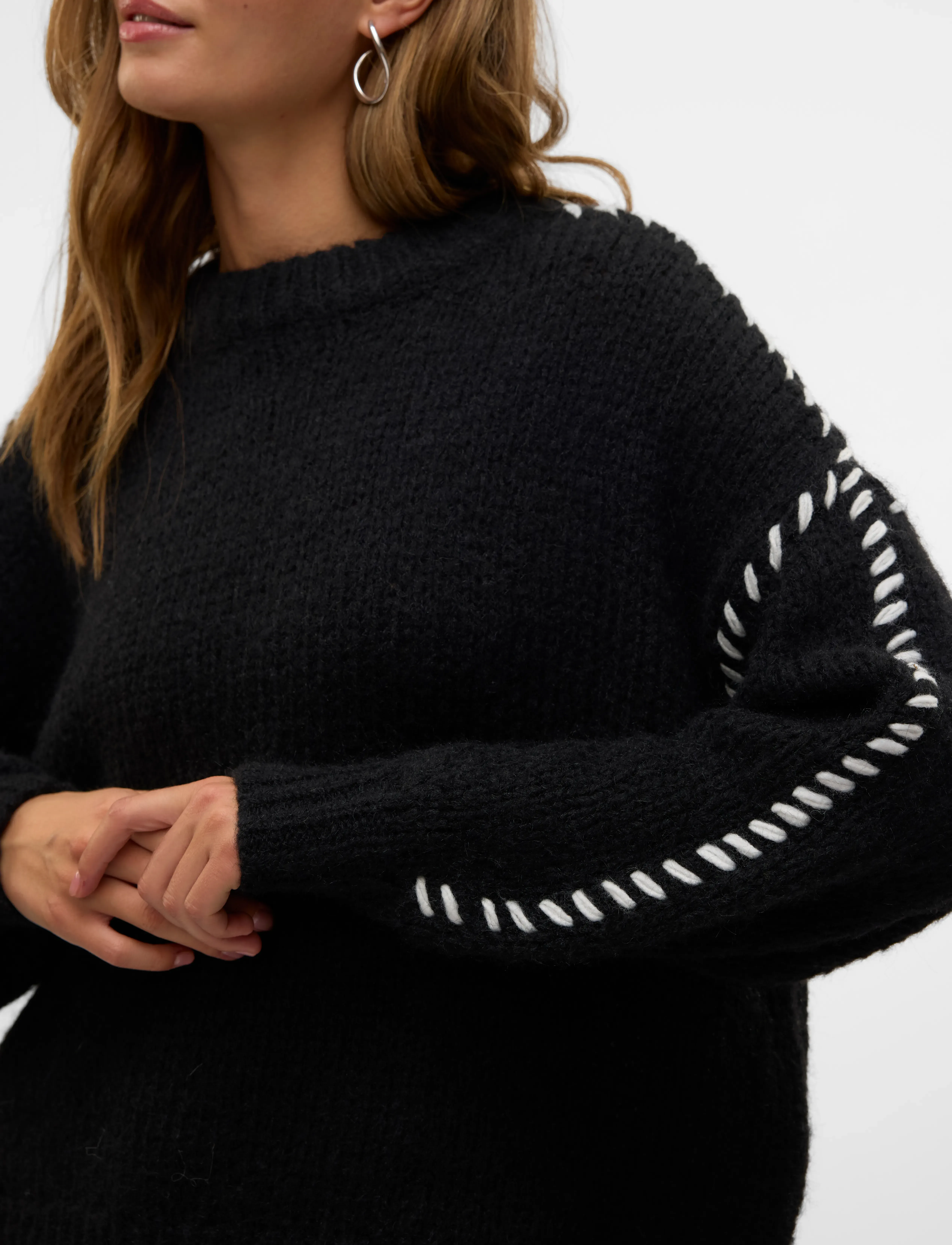 Vero Moda - VMFENG LS O-NECK PULLOVER GA BOO - laveste priser - black - 4