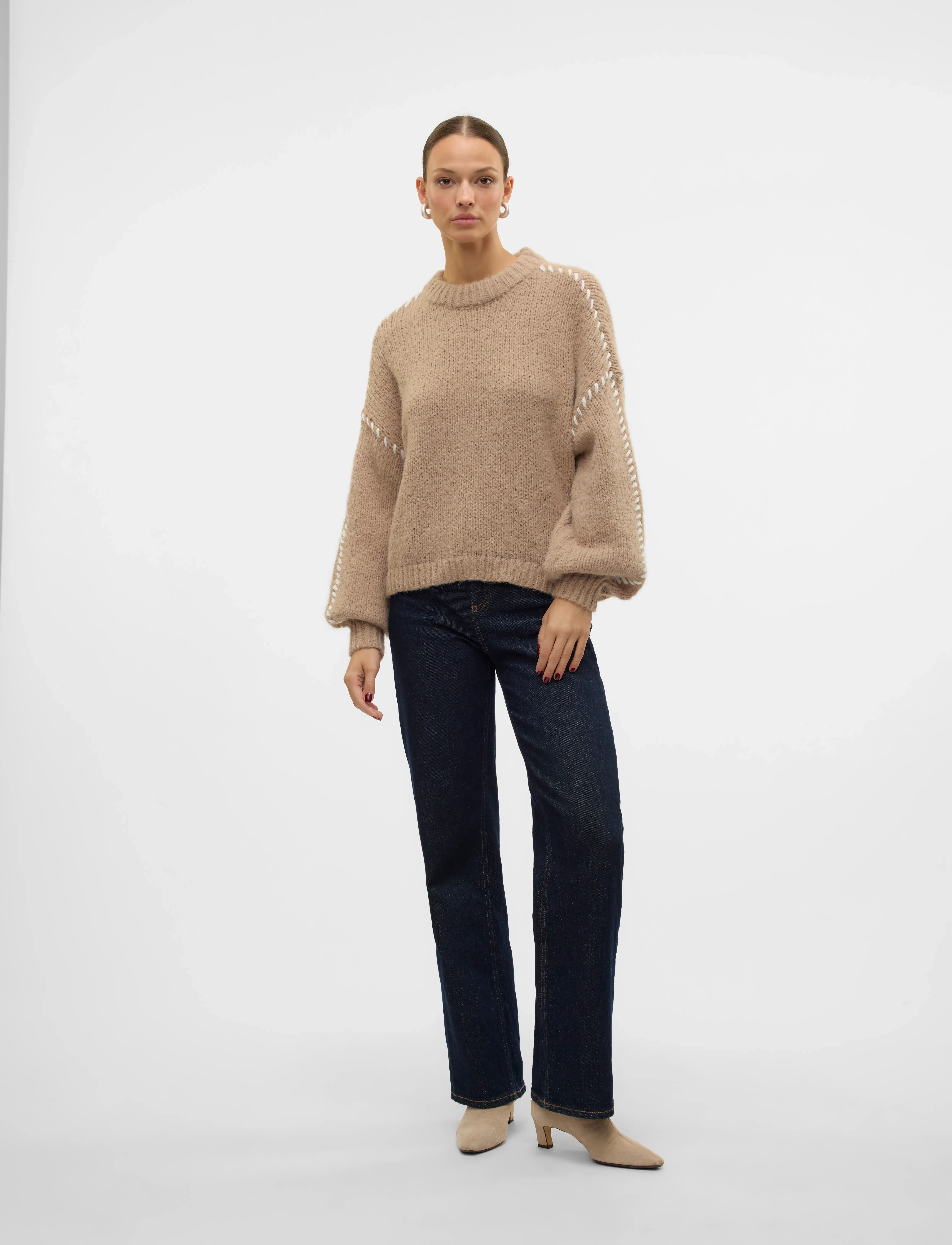 Vero Moda - VMFENG LS O-NECK PULLOVER GA BOO - neulepuserot - silver mink - 4