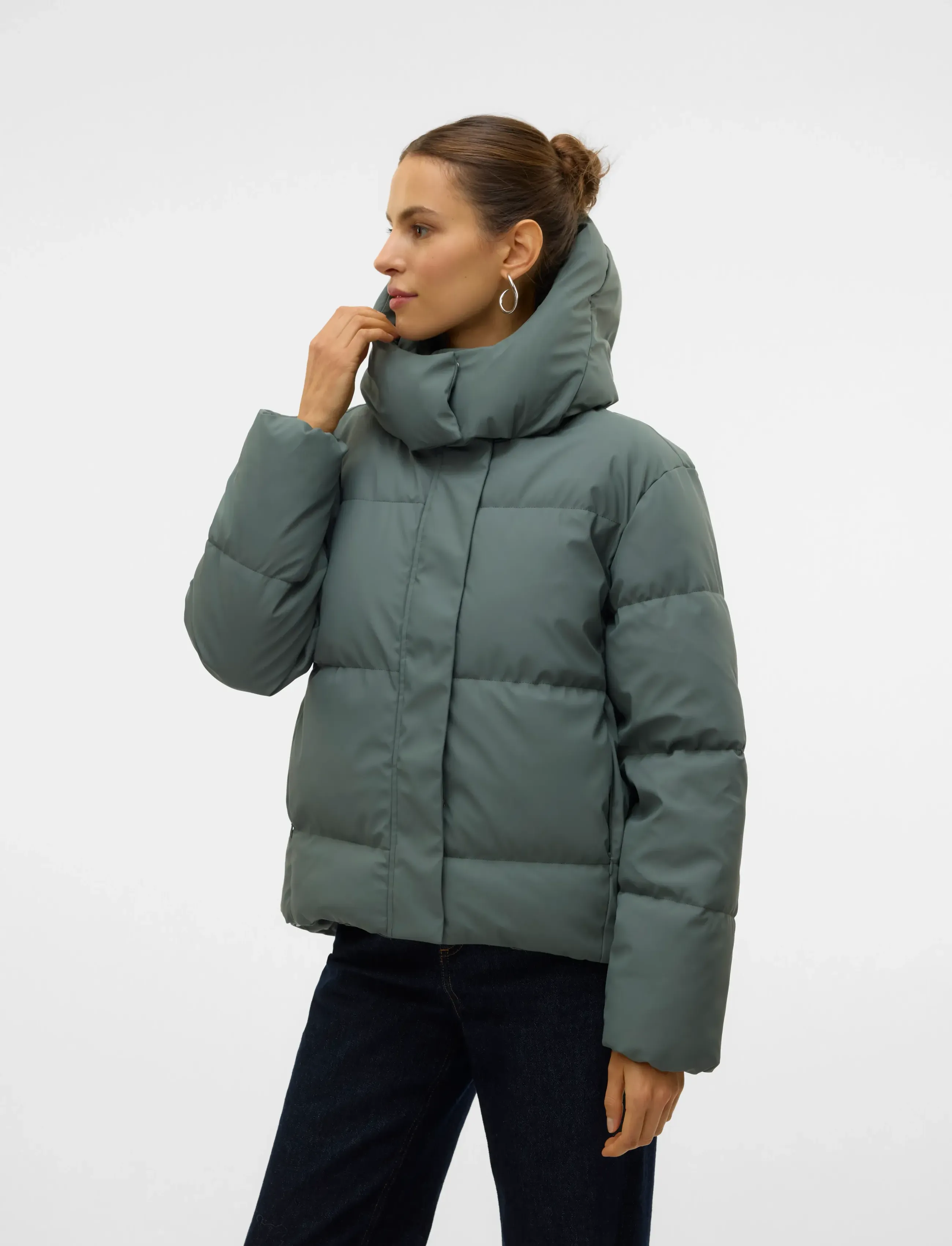 Vero Moda Vmgretakylie Short Coated Jacket Noos, XS, Green, Jakker > Vatteret Jakke, Dame
